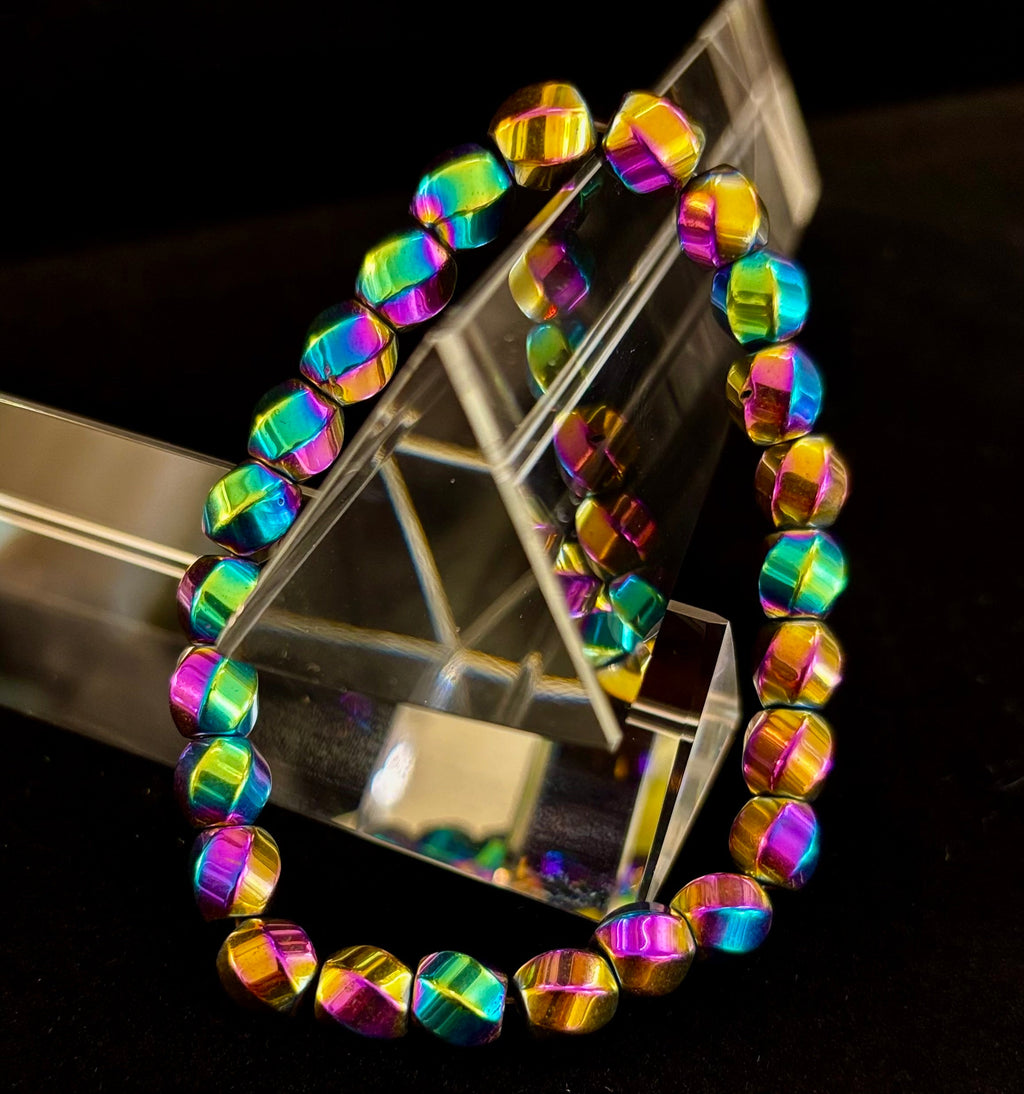 Rainbow Style Geometric Beaded Bracelet – LGBTQ+ Pride & Power for Medium and Large Wrists | | Wiccan Center