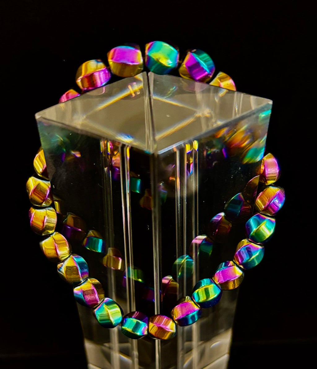 Rainbow Style Geometric Beaded Bracelet – LGBTQ+ Pride & Power for Medium and Large Wrists | | Wiccan Center