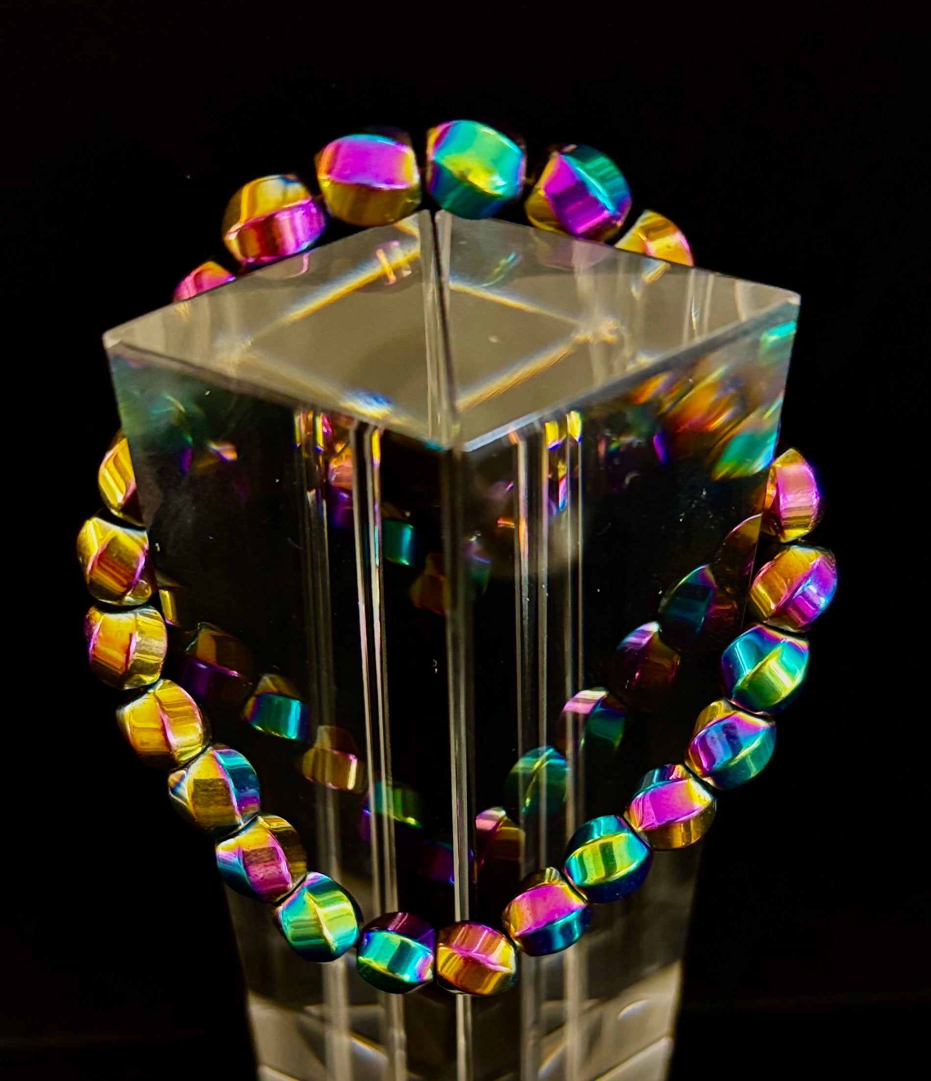 Rainbow Style Geometric Beaded Bracelet – LGBTQ+ Pride & Power for Medium and Large Wrists | | Wiccan Center