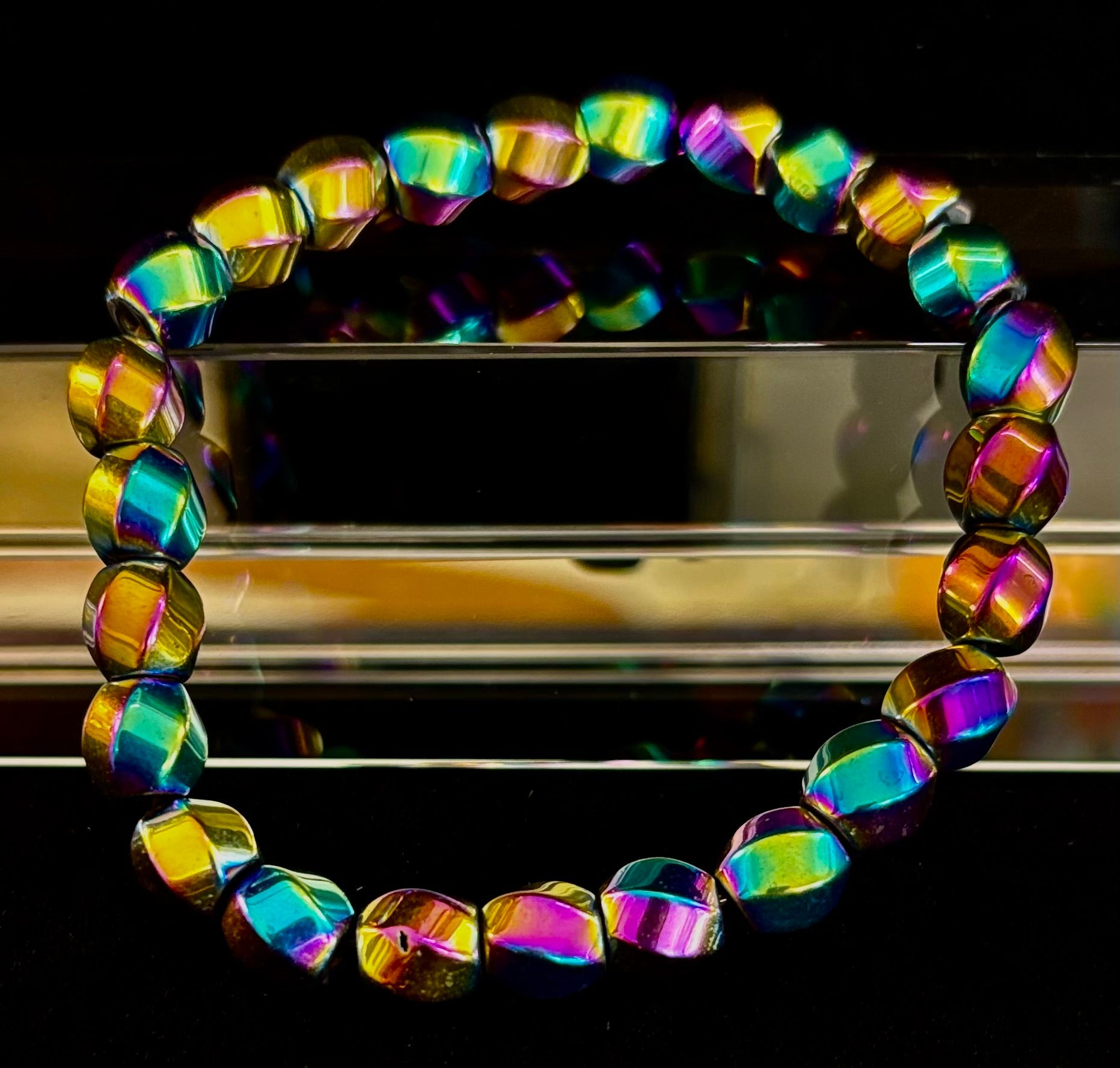 Rainbow Style Geometric Beaded Bracelet – LGBTQ+ Pride & Power for Medium and Large Wrists | | Wiccan Center