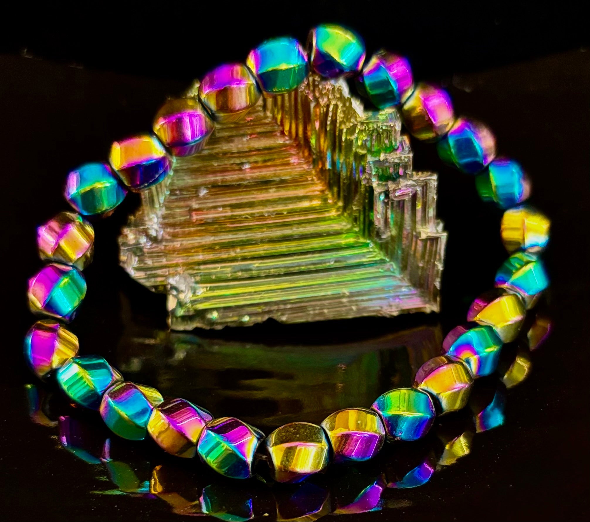 Rainbow Style Geometric Beaded Bracelet – LGBTQ+ Pride & Power for Medium and Large Wrists | | Wiccan Center