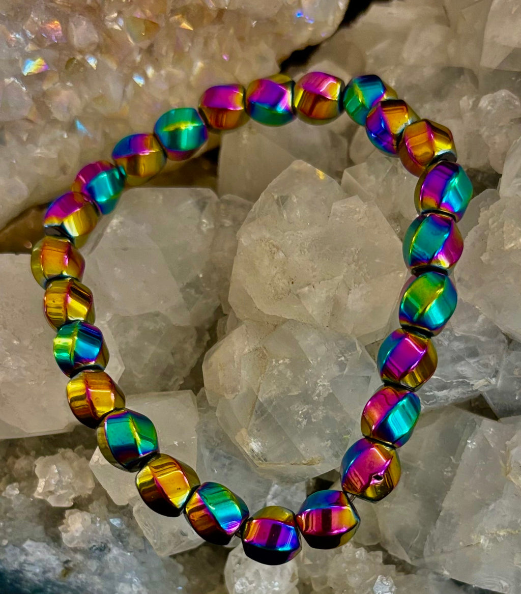 Rainbow Style Geometric Beaded Bracelet – LGBTQ+ Pride & Power for Medium and Large Wrists | | Wiccan Center