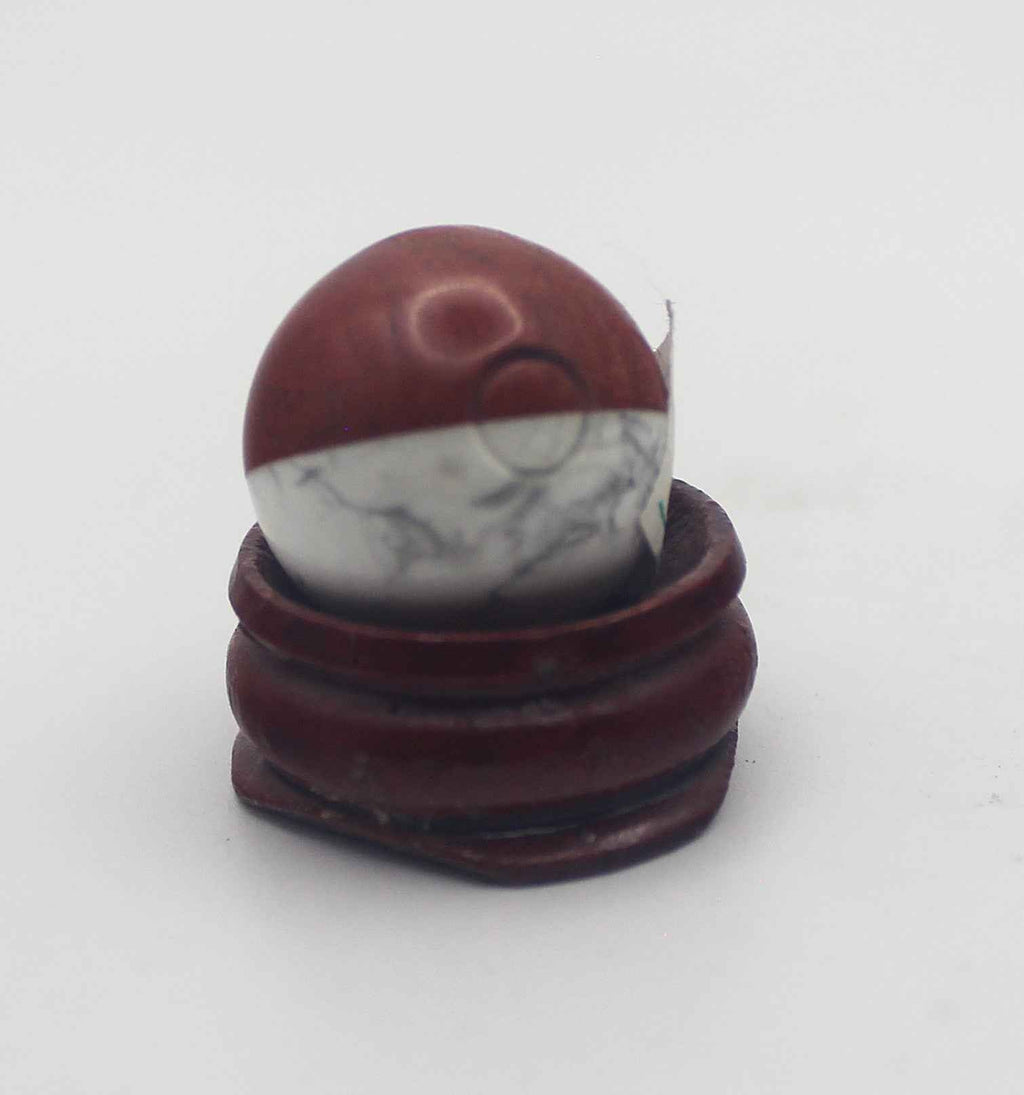 Howlite/Red Jasper Pokeball with Base | | Wiccan Center