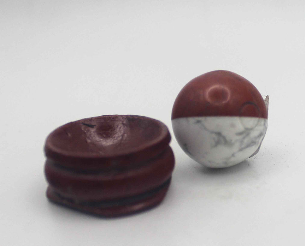 Howlite/Red Jasper Pokeball with Base | | Wiccan Center