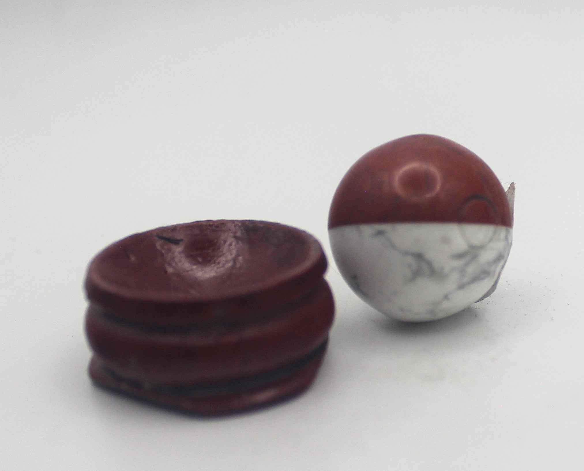 Howlite/Red Jasper Pokeball with Base | | Wiccan Center