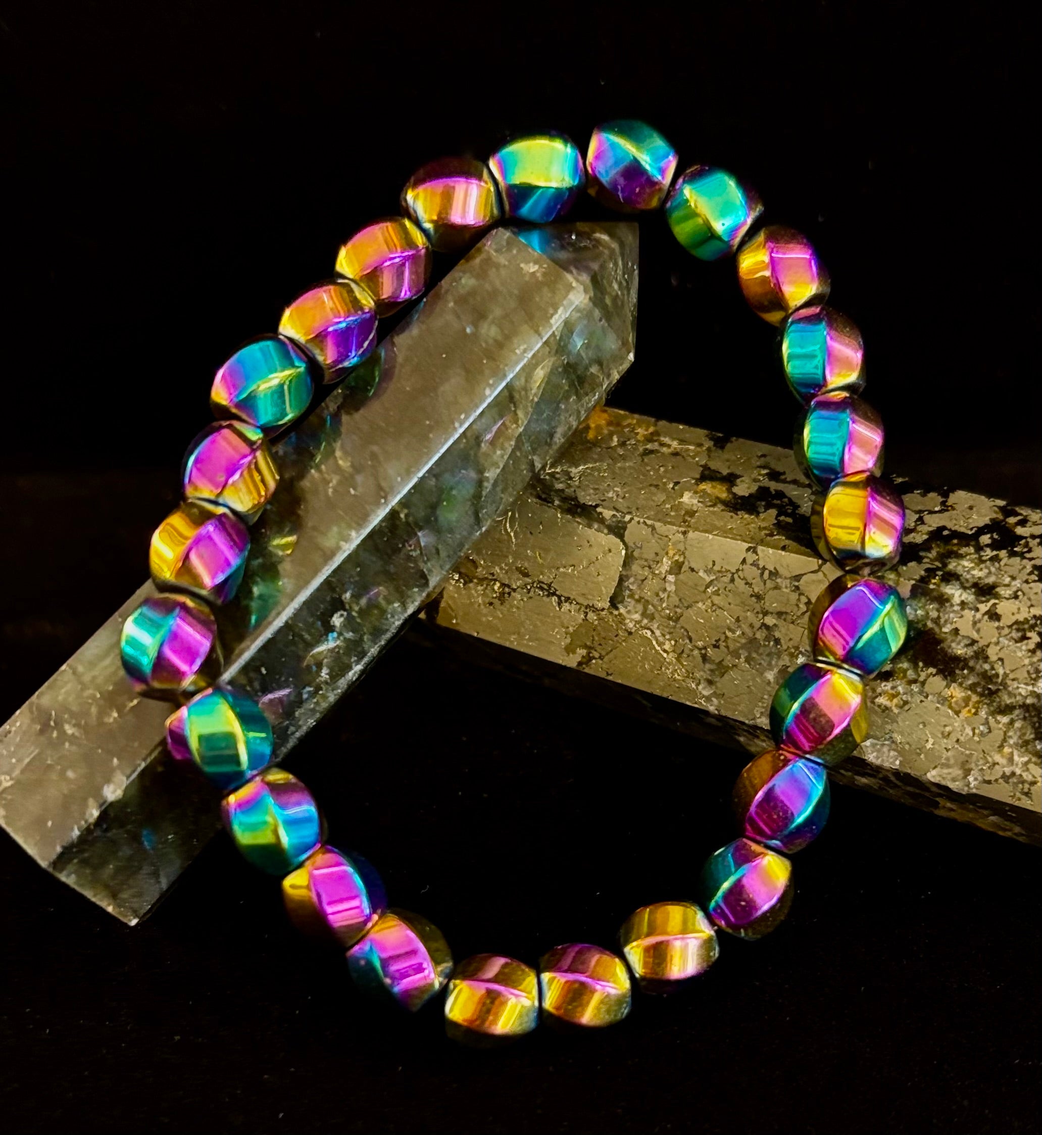 Rainbow Style Geometric Beaded Bracelet – LGBTQ+ Pride & Power for Medium and Large Wrists | | Wiccan Center