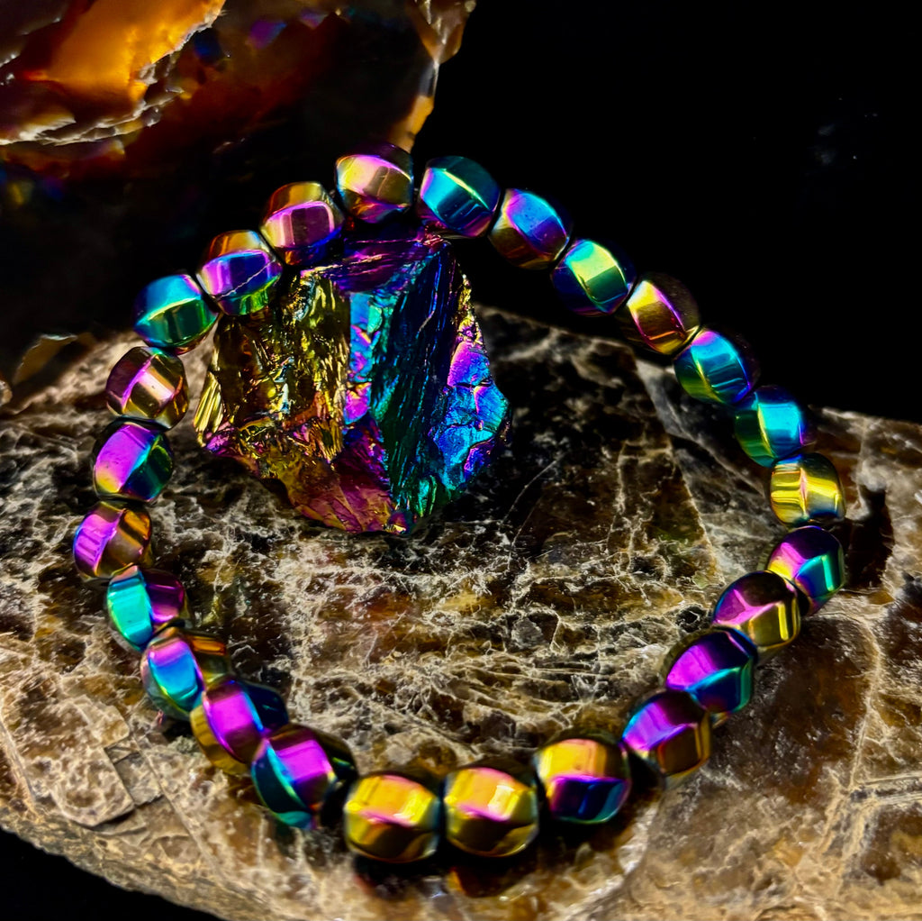 Rainbow Style Geometric Beaded Bracelet – LGBTQ+ Pride & Power for Medium and Large Wrists | | Wiccan Center