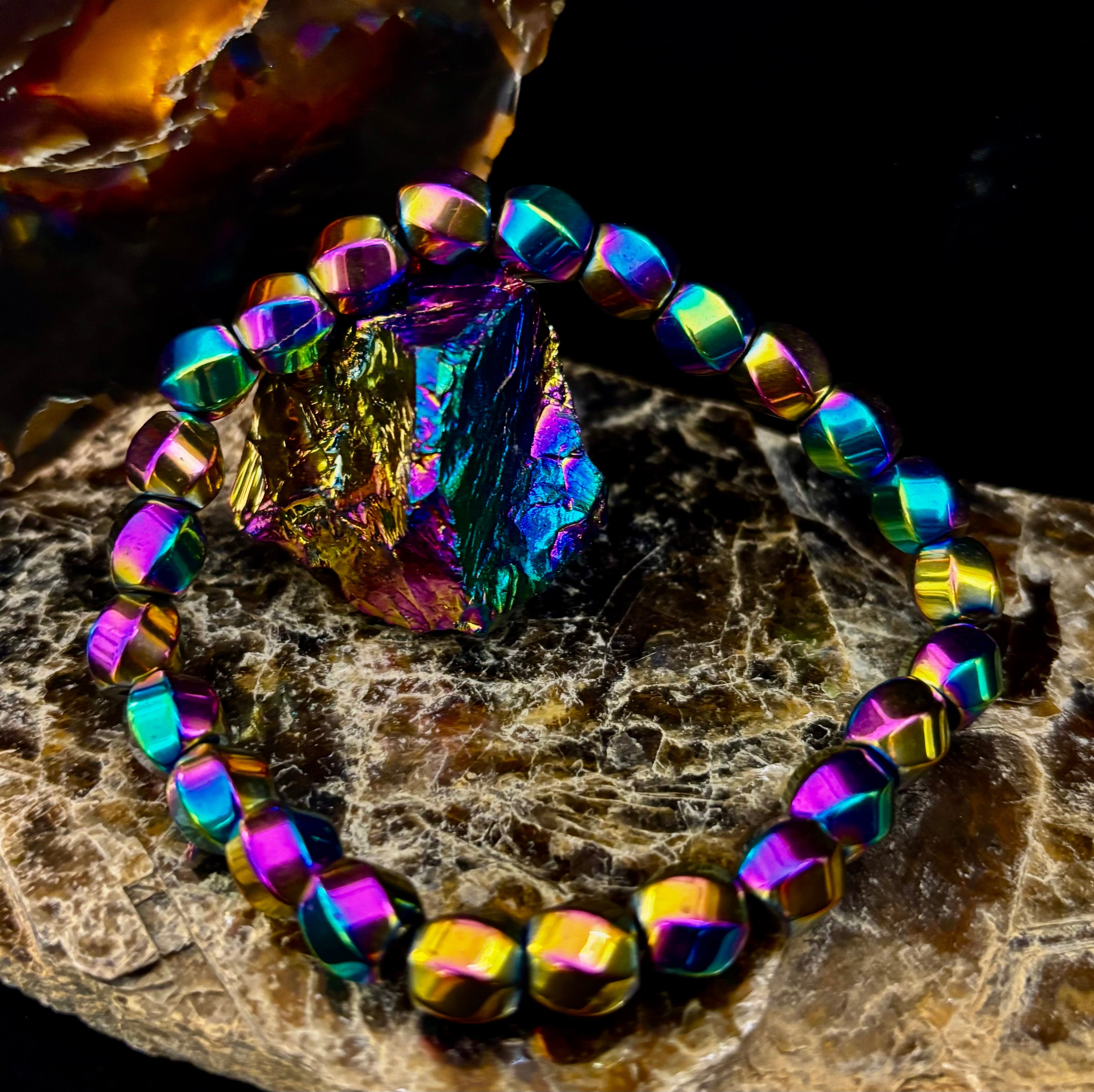 Rainbow Style Geometric Beaded Bracelet – LGBTQ+ Pride & Power for Medium and Large Wrists | | Wiccan Center