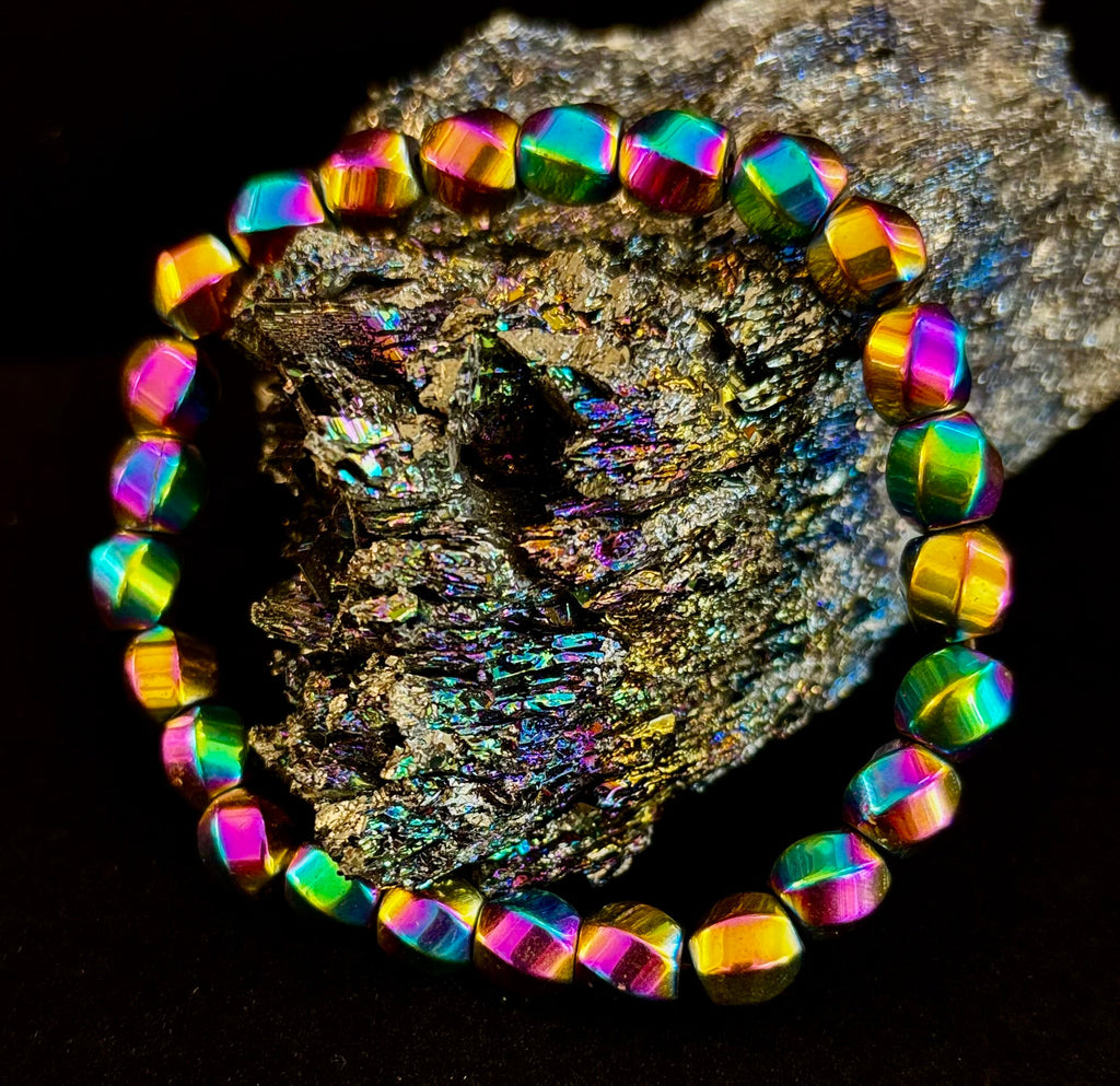 Rainbow Style Geometric Beaded Bracelet – LGBTQ+ Pride & Power for Medium and Large Wrists | | Wiccan Center