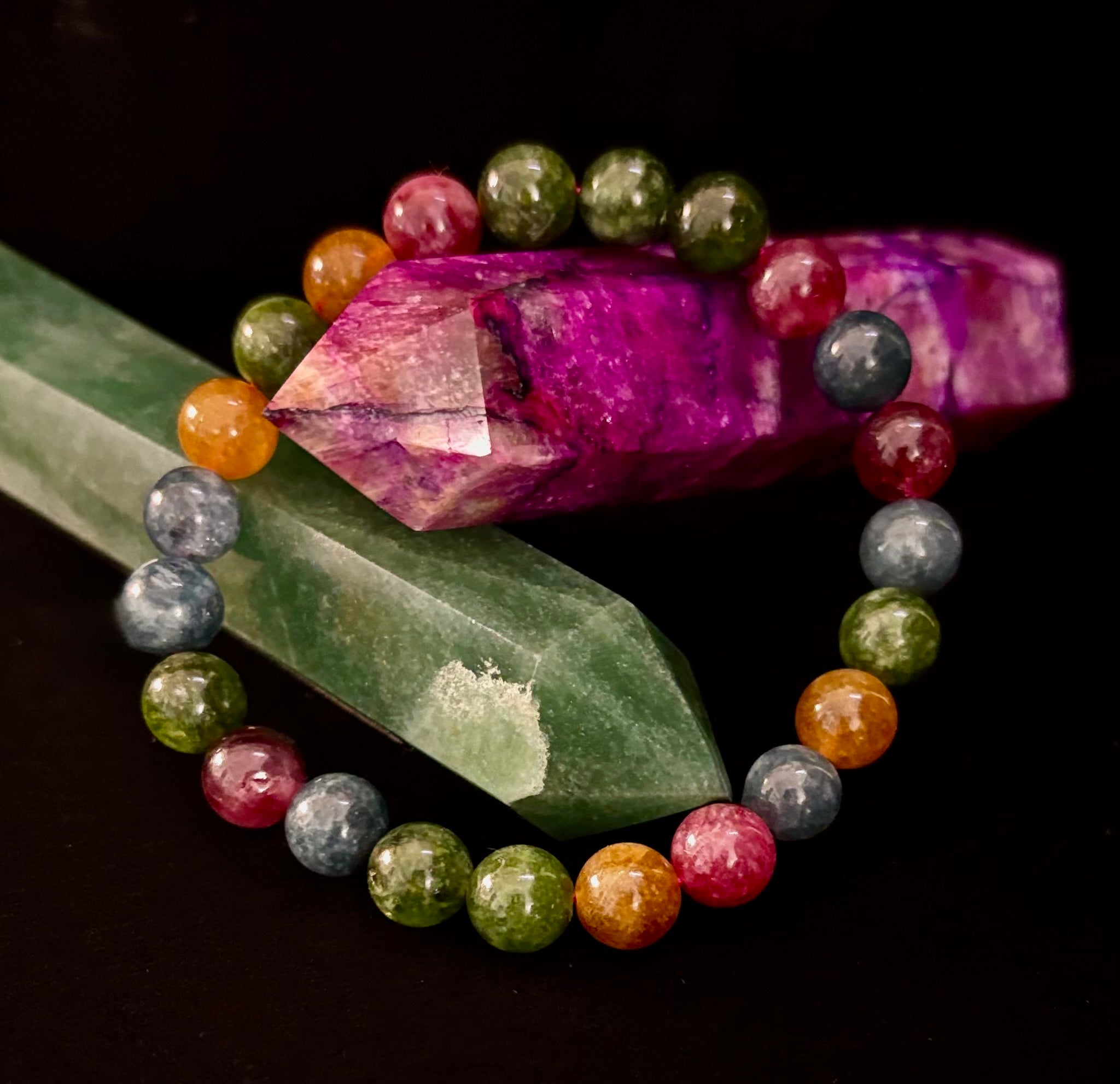 Multicolor Tourmaline Bracelet – Reiki-Infused Balance, Protection & Emotional Healing Jewelry (Medium Wrist) | | Wiccan Center