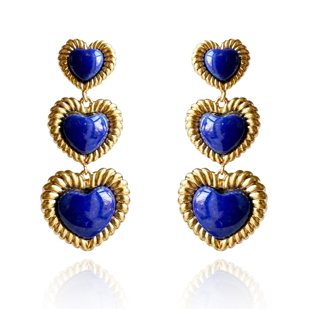 Sloan Triple Heart Earrings Four Colors Available