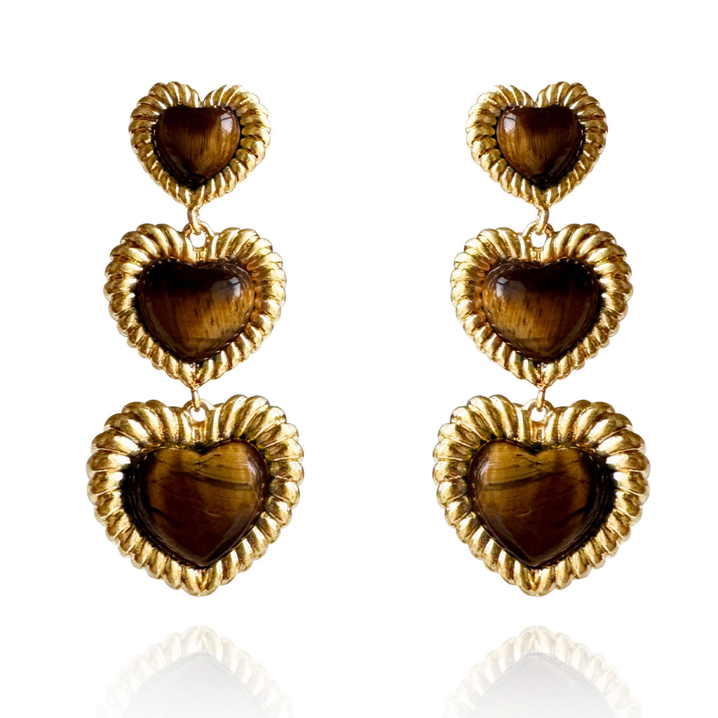 Sloan Triple Heart Earrings Four Colors Available