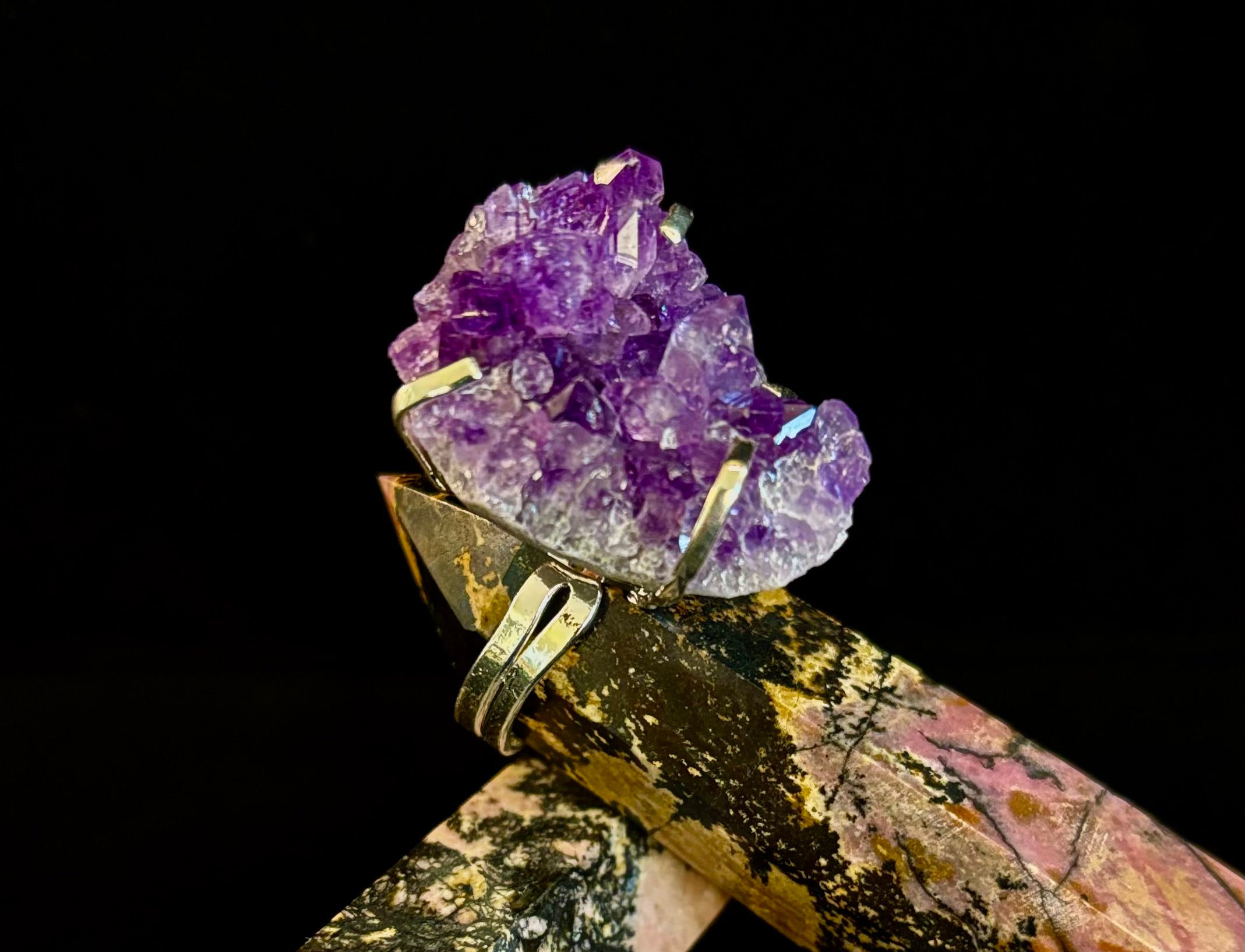 Natural Amethyst Geode Statement Ring – Handmade in Brazil | | Wiccan Center