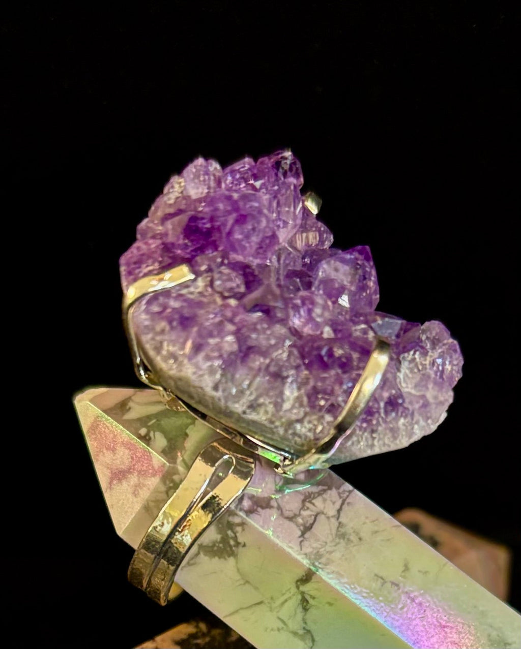 Natural Amethyst Geode Statement Ring – Handmade in Brazil | | Wiccan Center