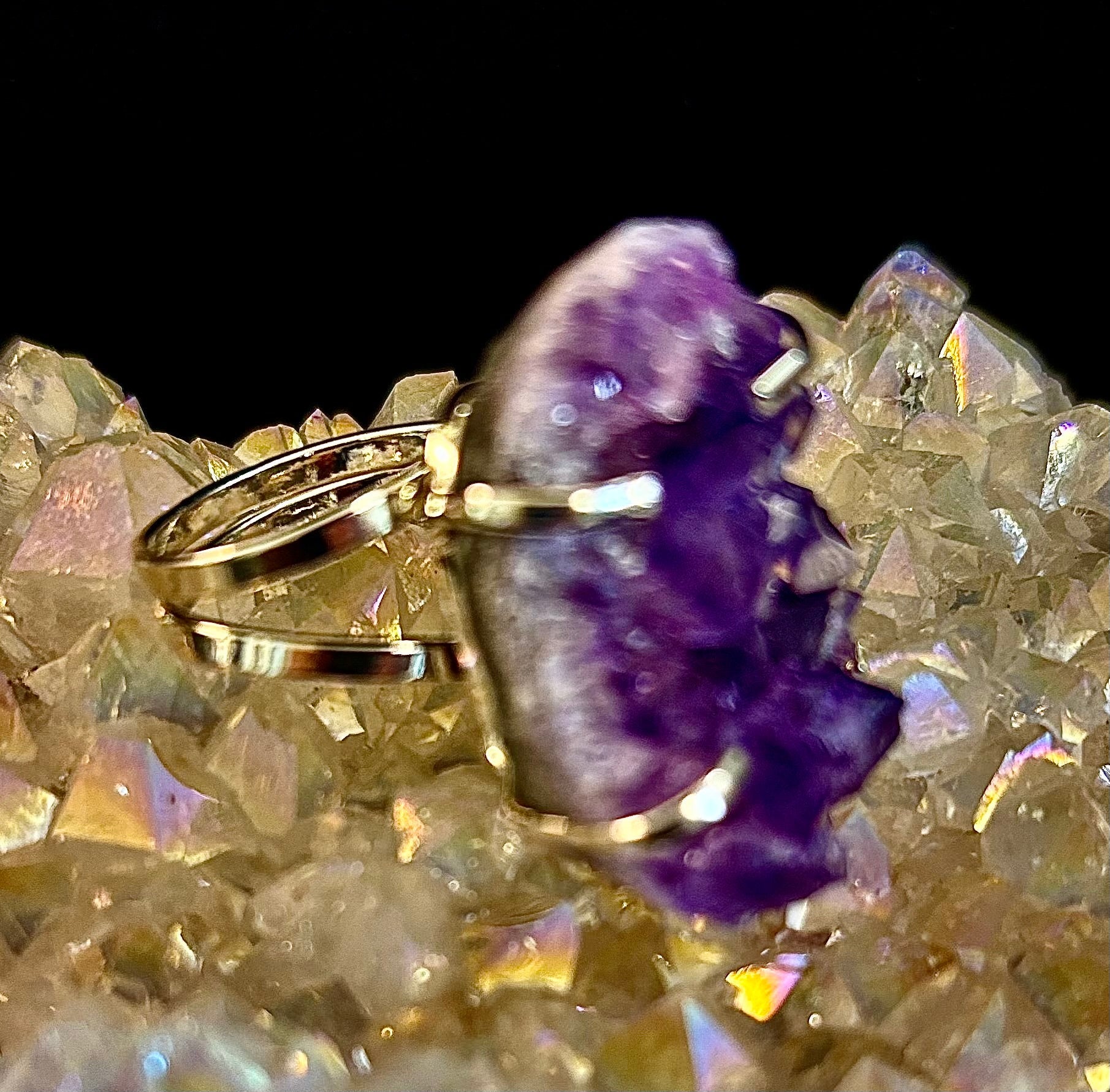 Natural Amethyst Geode Statement Ring – Handmade in Brazil | | Wiccan Center