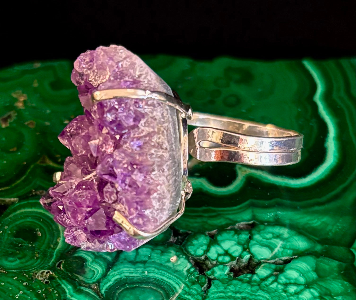 Natural Amethyst Geode Statement Ring – Handmade in Brazil | | Wiccan Center
