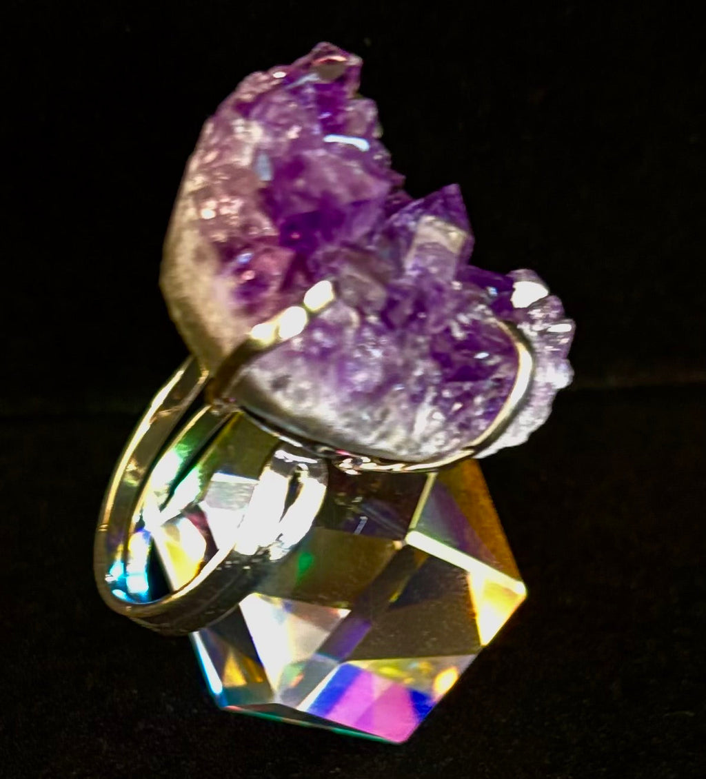 Natural Amethyst Geode Statement Ring – Handmade in Brazil | | Wiccan Center