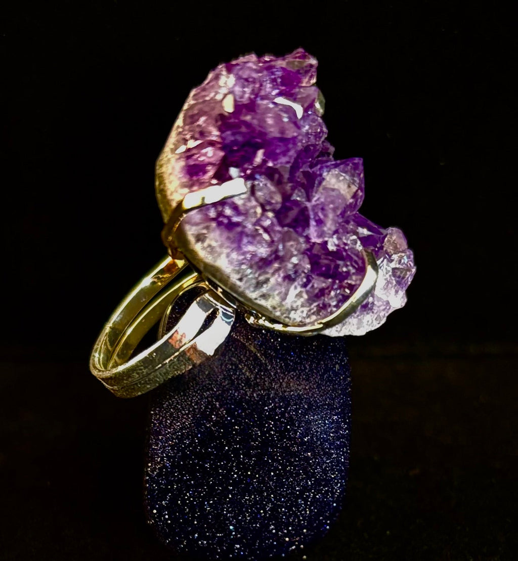 Natural Amethyst Geode Statement Ring – Handmade in Brazil | | Wiccan Center