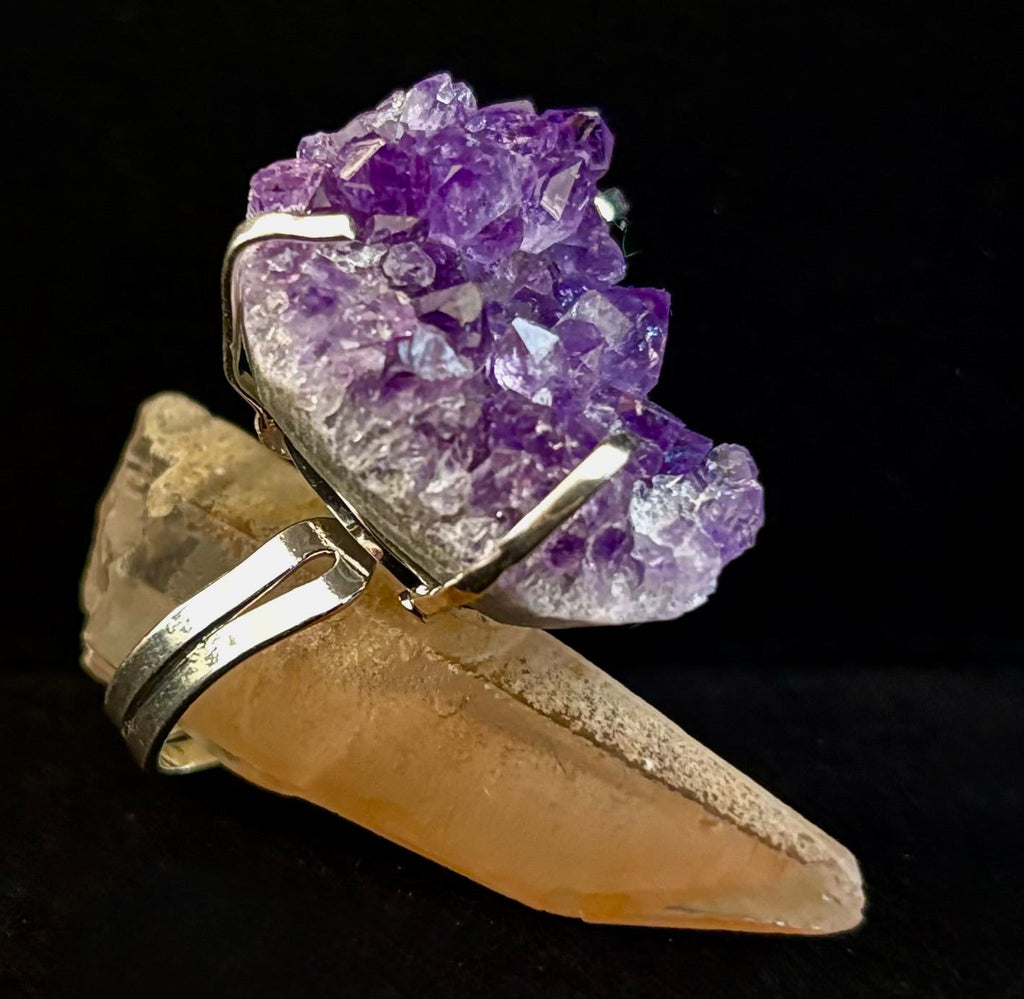 Natural Amethyst Geode Statement Ring – Handmade in Brazil | | Wiccan Center