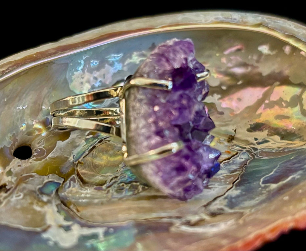 Natural Amethyst Geode Statement Ring – Handmade in Brazil | | Wiccan Center