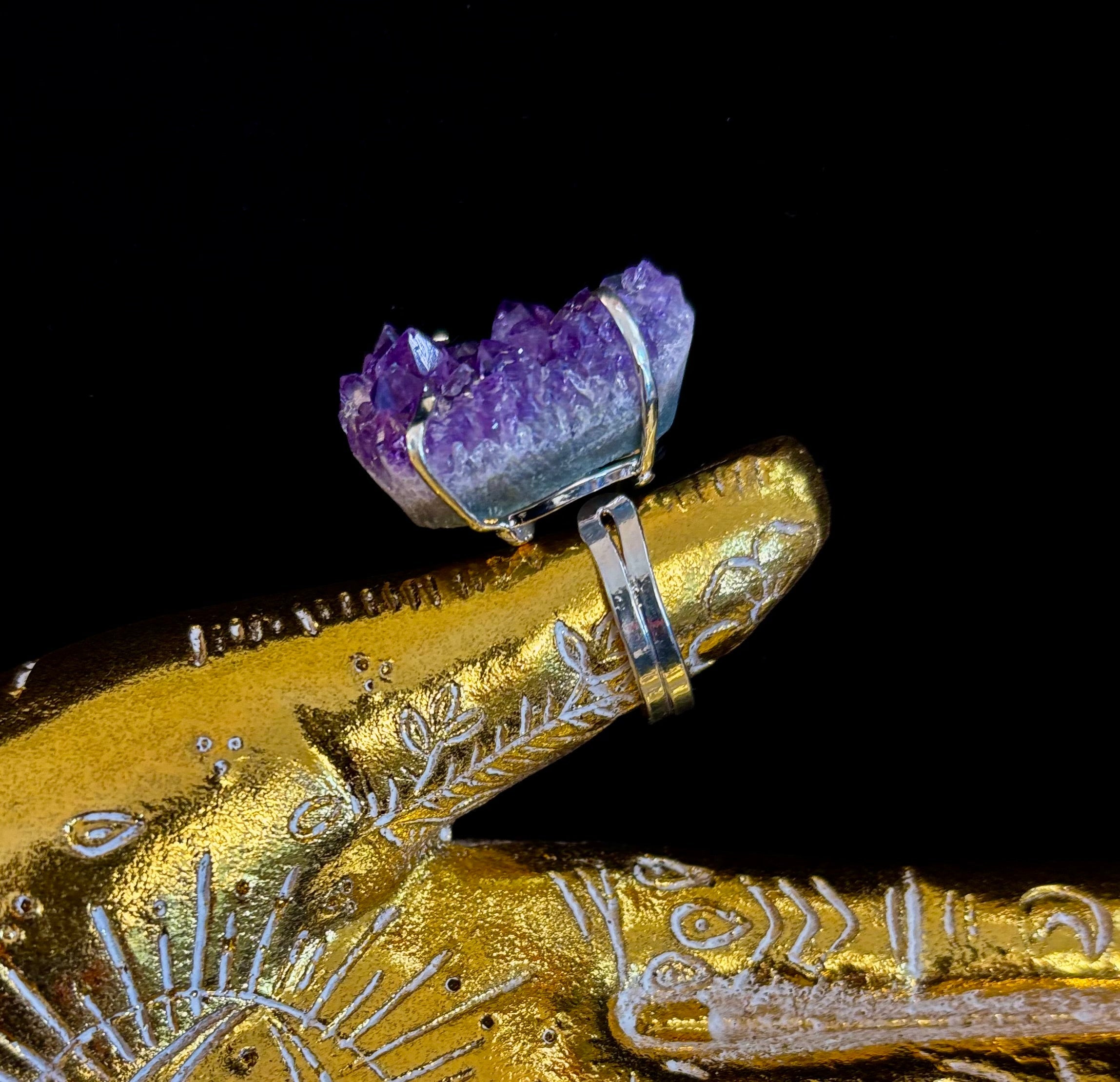 Natural Amethyst Geode Statement Ring – Handmade in Brazil | | Wiccan Center