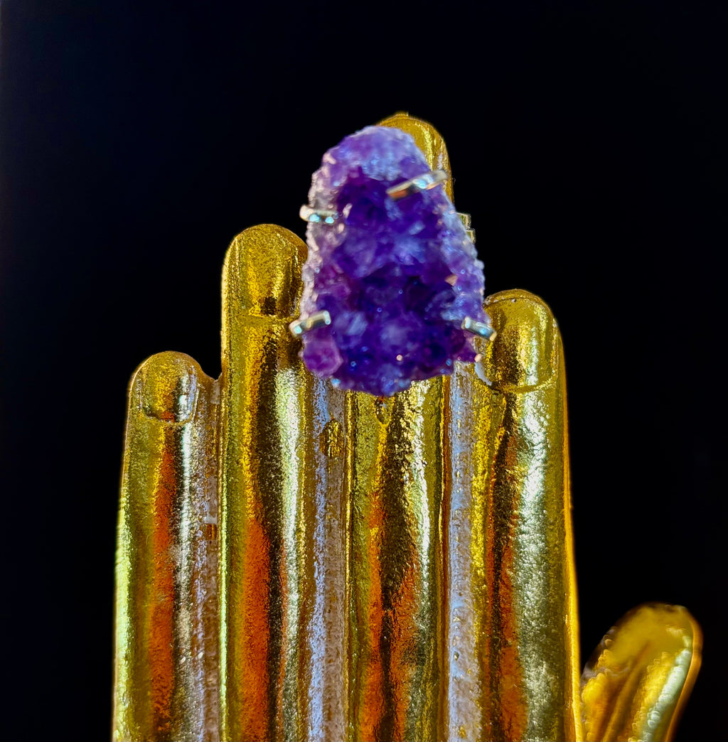 Natural Amethyst Geode Statement Ring – Handmade in Brazil | | Wiccan Center