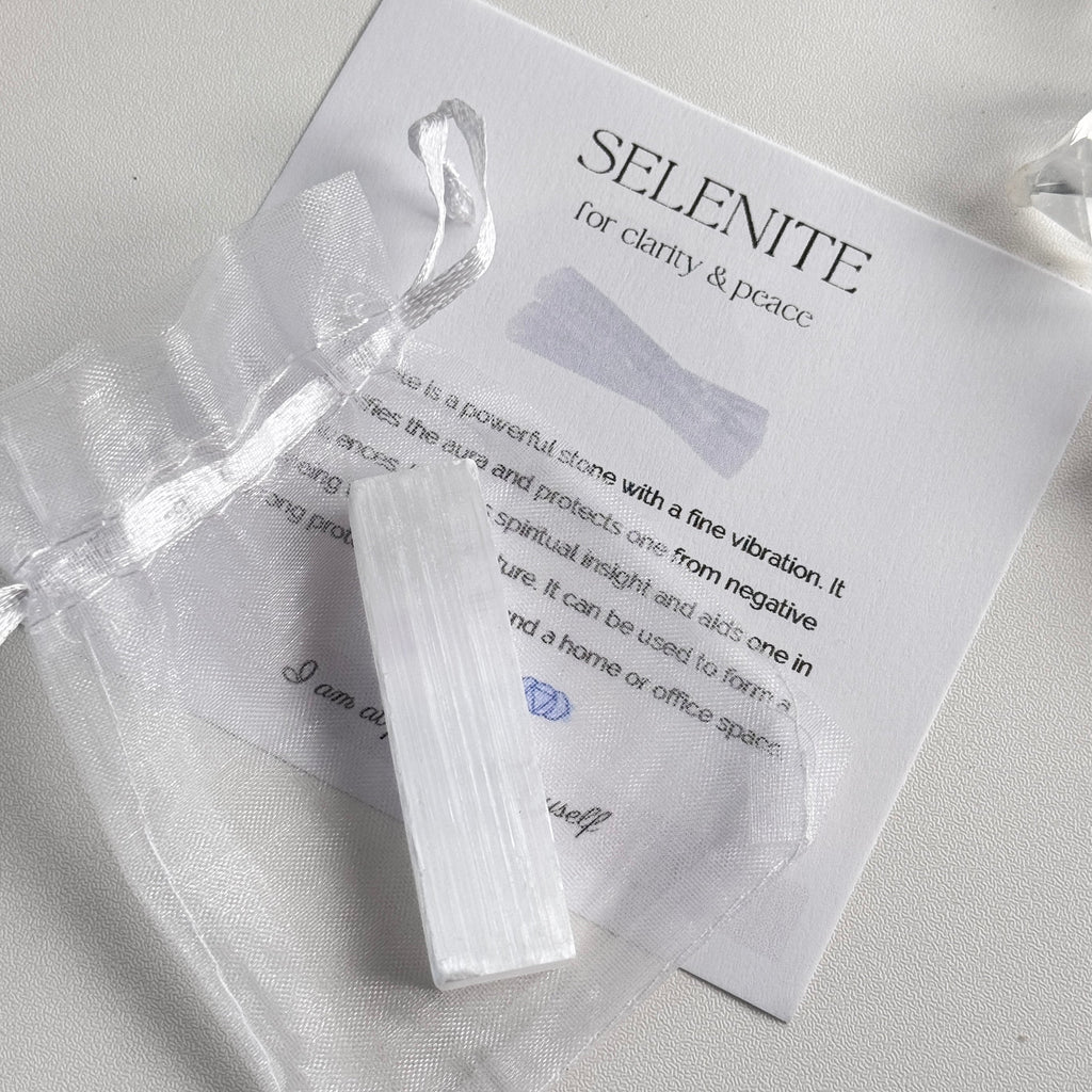 Mini Selenite Stick for Purification, in Gift Bag 2.25"