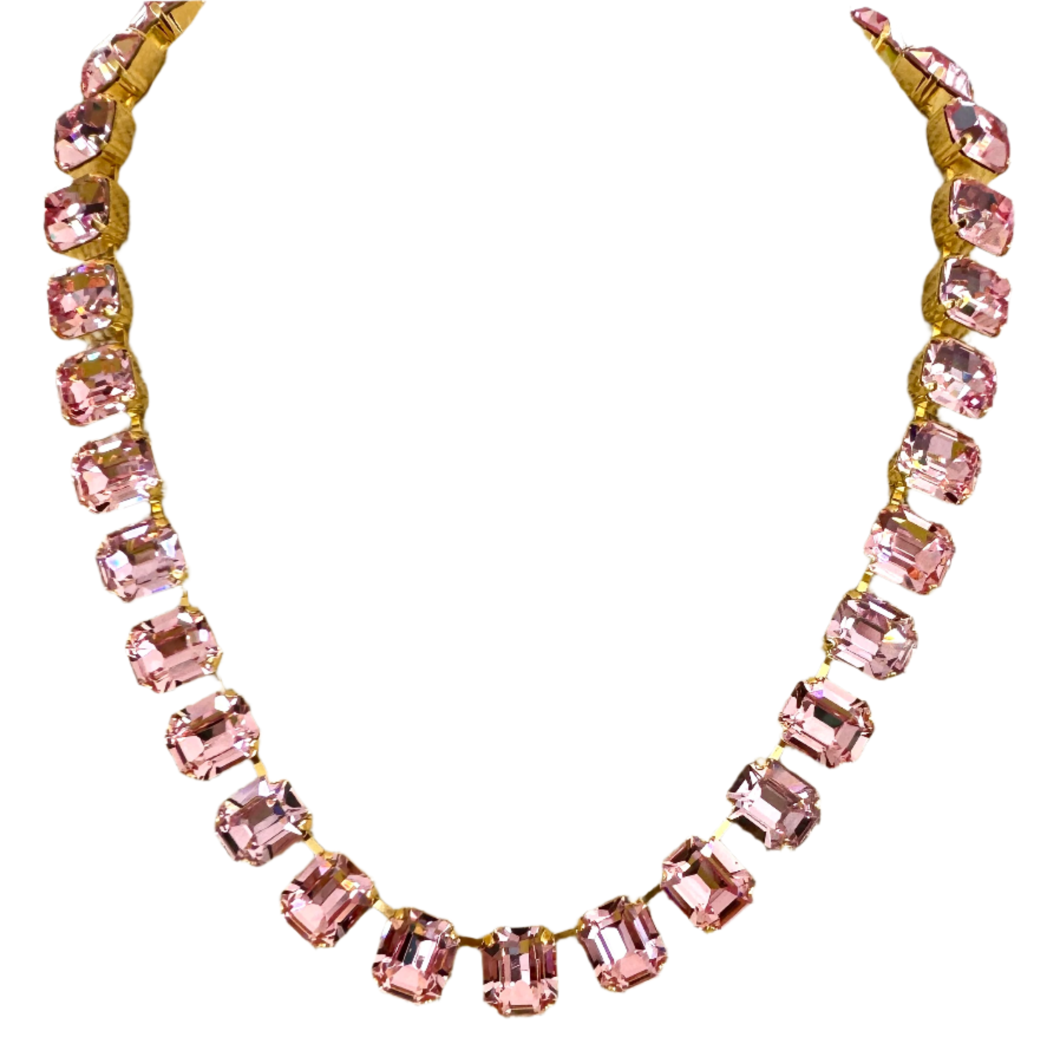 Cara Pink Crystal Emerald Cut Necklace