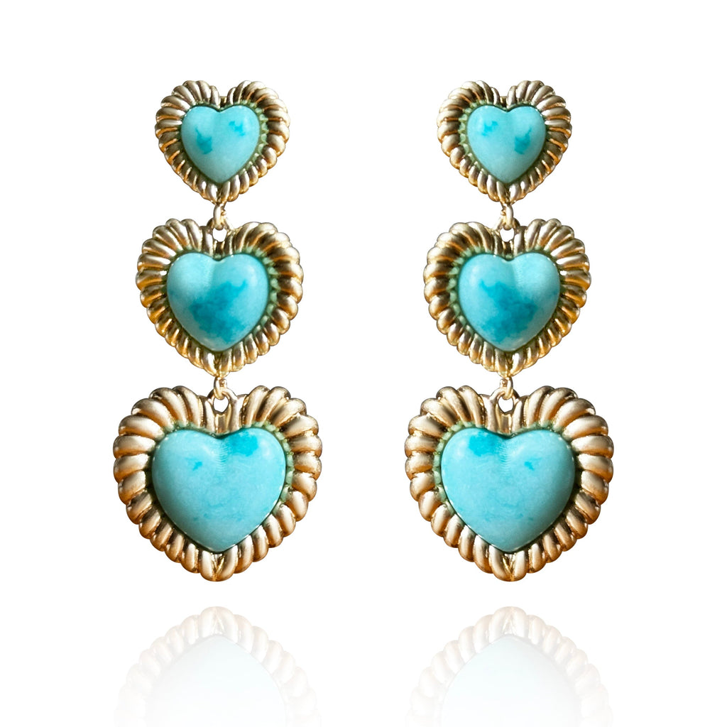 Sloan Triple Heart Earrings Four Colors Available