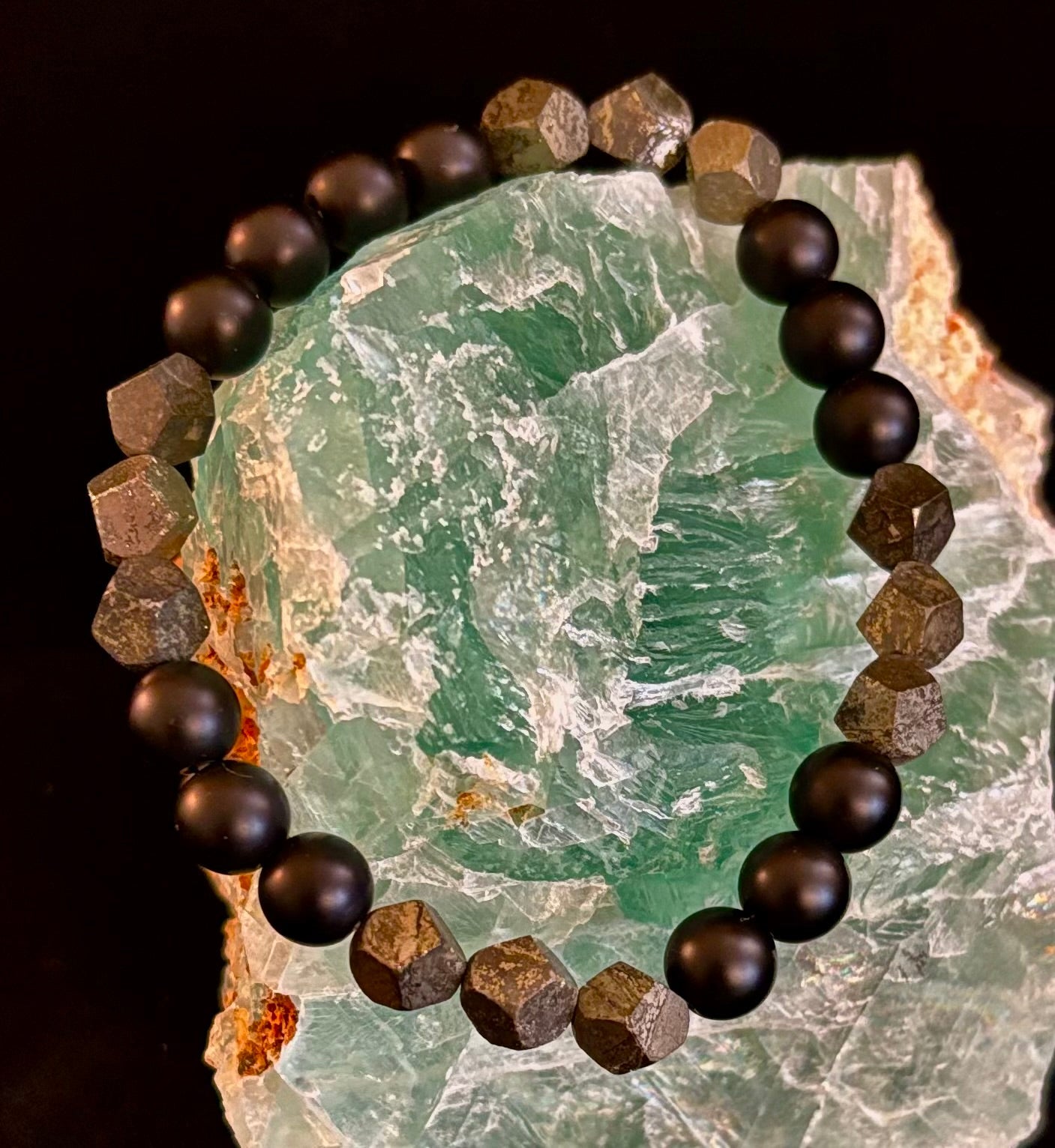 Rhombus Cut Yellow Iron Pyrite Bracelet – Strength & Confidence - Medium to Large Wrists | | Wiccan Center