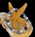 Lapis Lazuli, White Turquoise & Selenite Beaded Bracelet – Protection, Grounding & Spiritual Clarity | | Wiccan Center