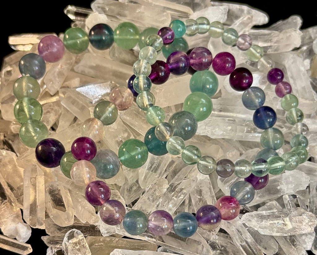Natural Fluorite Spiritual Healing Bracelet – 6mm, 8mm or 10mm Gemstone Beads | | Wiccan Center