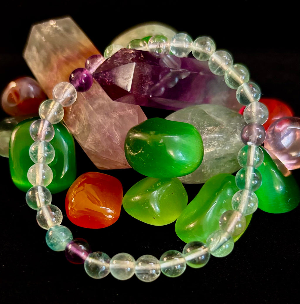 Natural Fluorite Spiritual Healing Bracelet – 6mm, 8mm or 10mm Gemstone Beads | | Wiccan Center