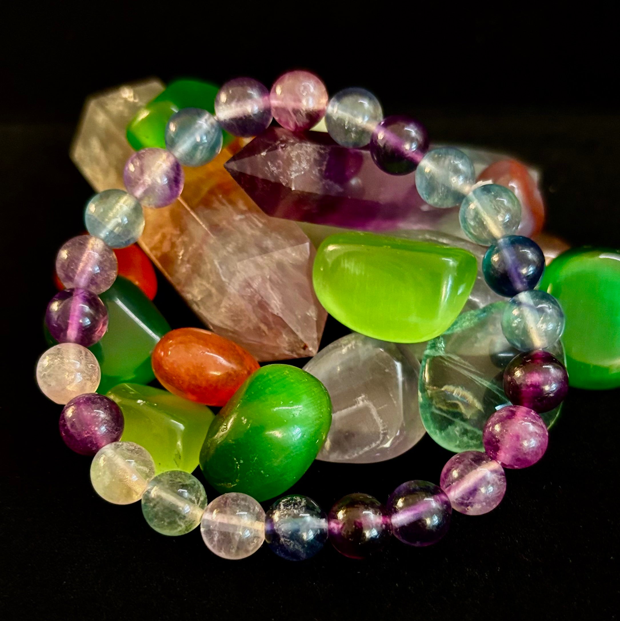 Natural Fluorite Spiritual Healing Bracelet – 6mm, 8mm or 10mm Gemstone Beads | | Wiccan Center