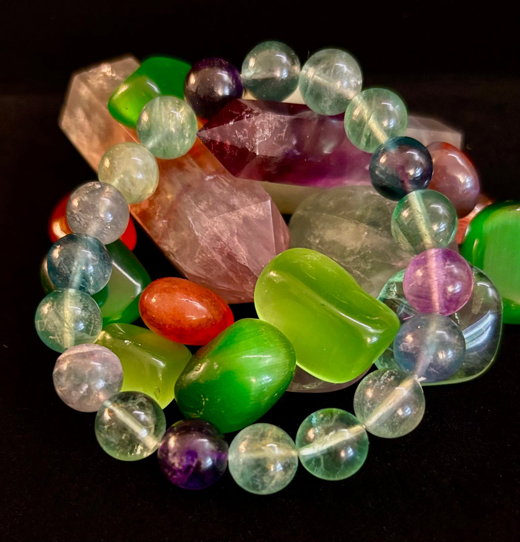 Natural Fluorite Spiritual Healing Bracelet – 6mm, 8mm or 10mm Gemstone Beads | | Wiccan Center