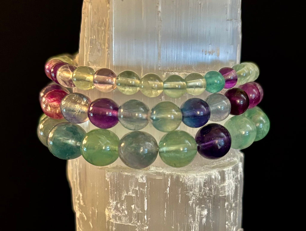 Natural Fluorite Spiritual Healing Bracelet – 6mm, 8mm or 10mm Gemstone Beads | | Wiccan Center