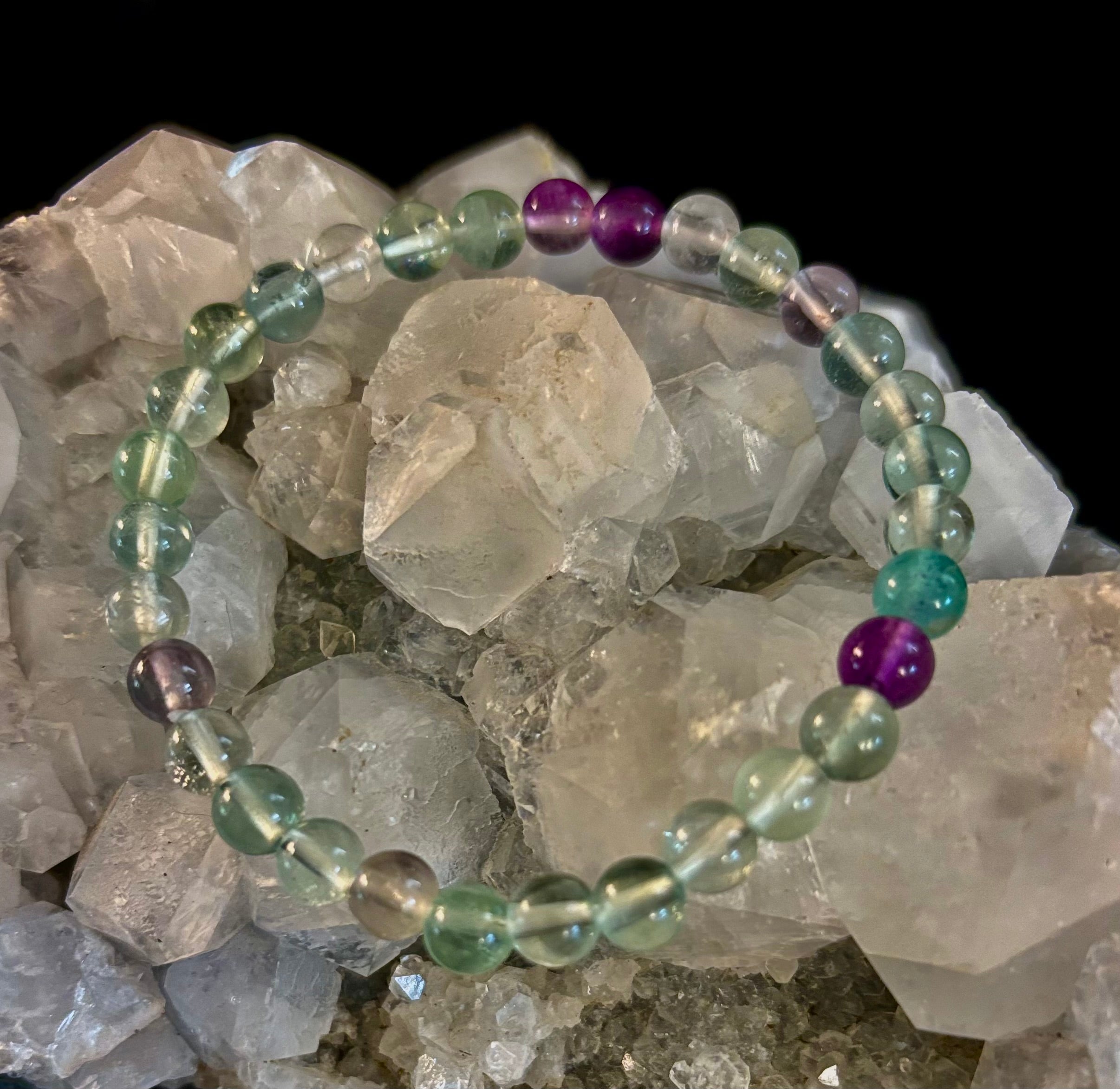 Natural Fluorite Spiritual Healing Bracelet – 6mm, 8mm or 10mm Gemstone Beads | | Wiccan Center