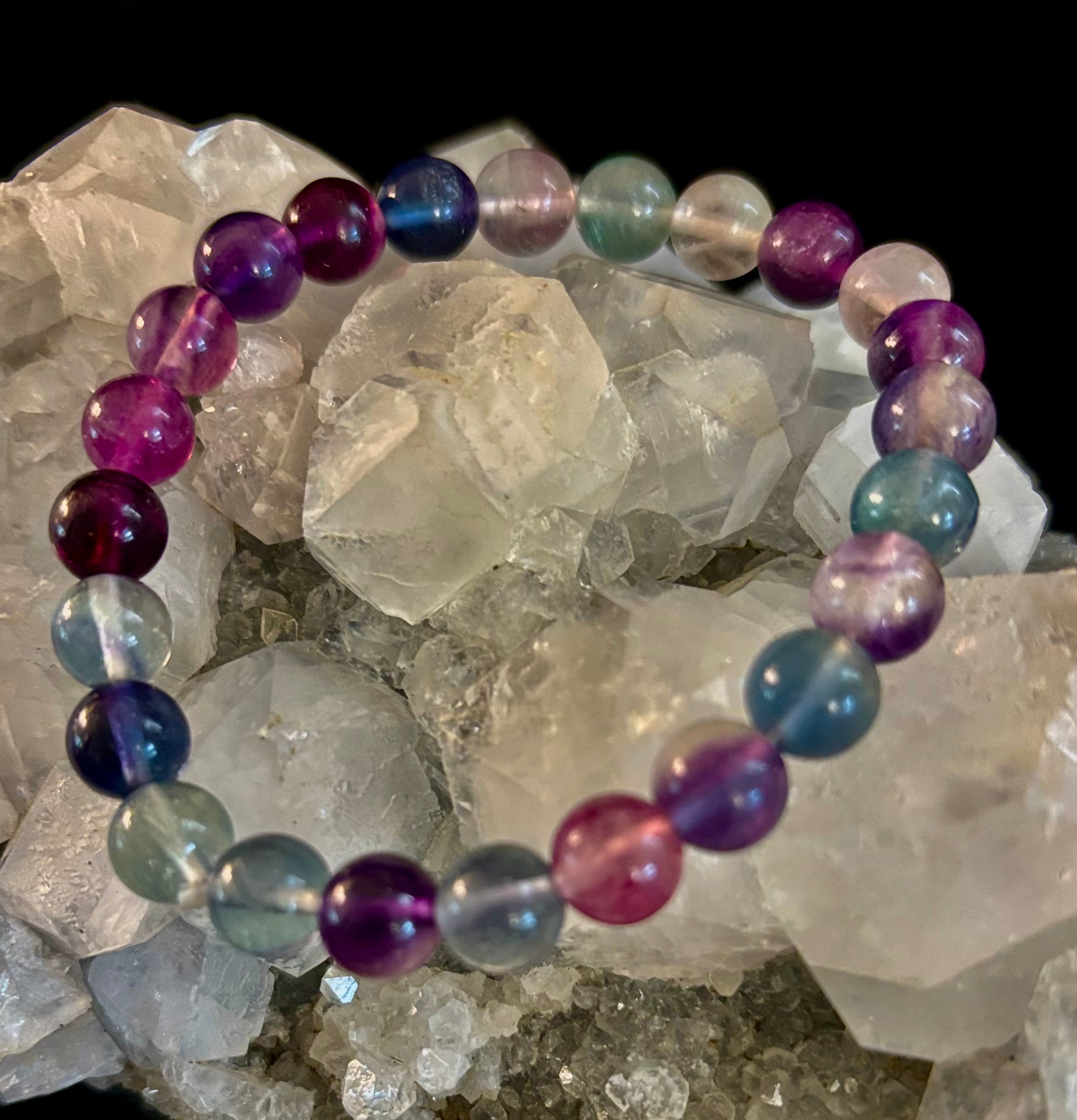 Natural Fluorite Spiritual Healing Bracelet – 6mm, 8mm or 10mm Gemstone Beads | | Wiccan Center