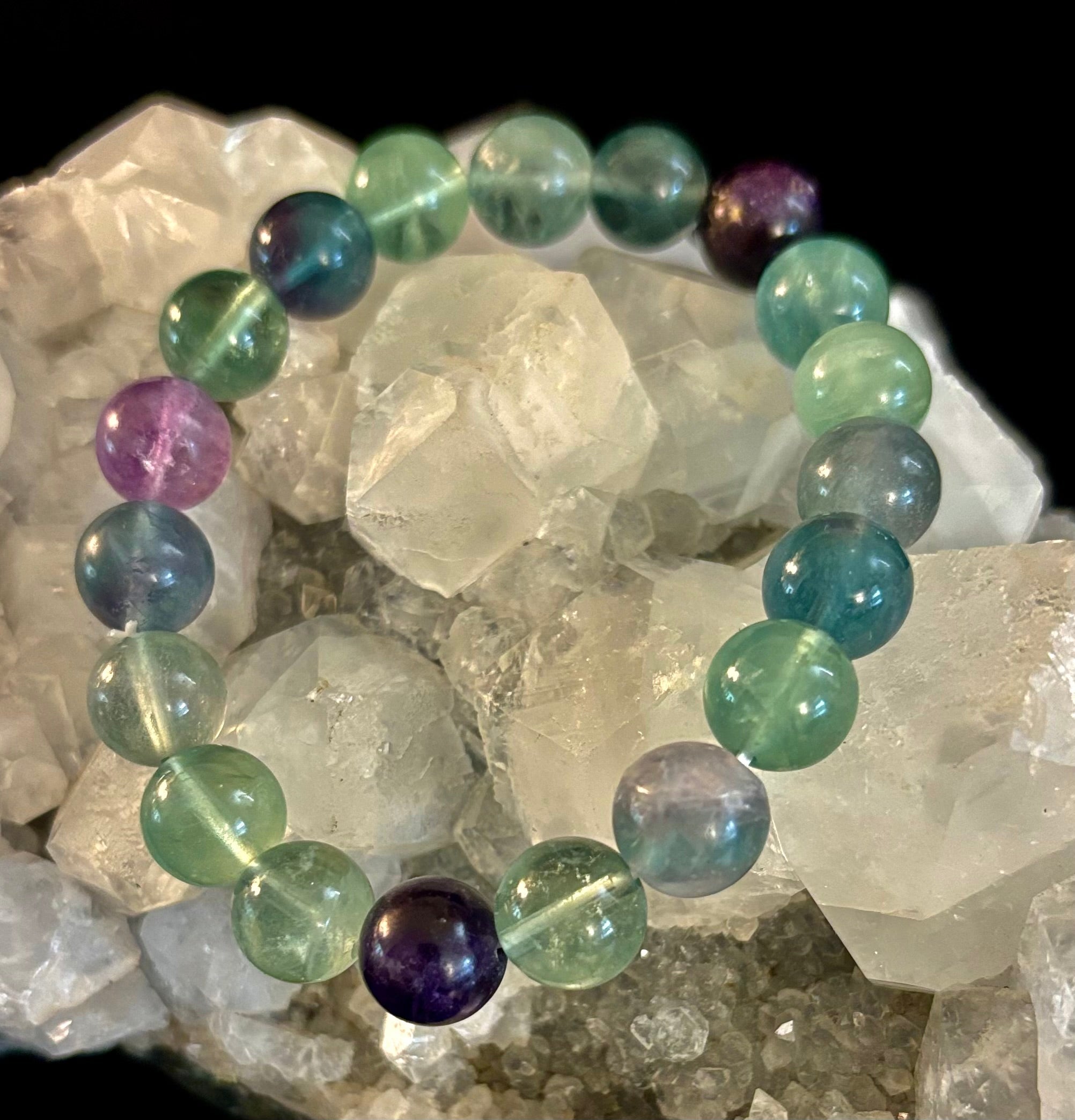 Natural Fluorite Spiritual Healing Bracelet – 6mm, 8mm or 10mm Gemstone Beads | | Wiccan Center