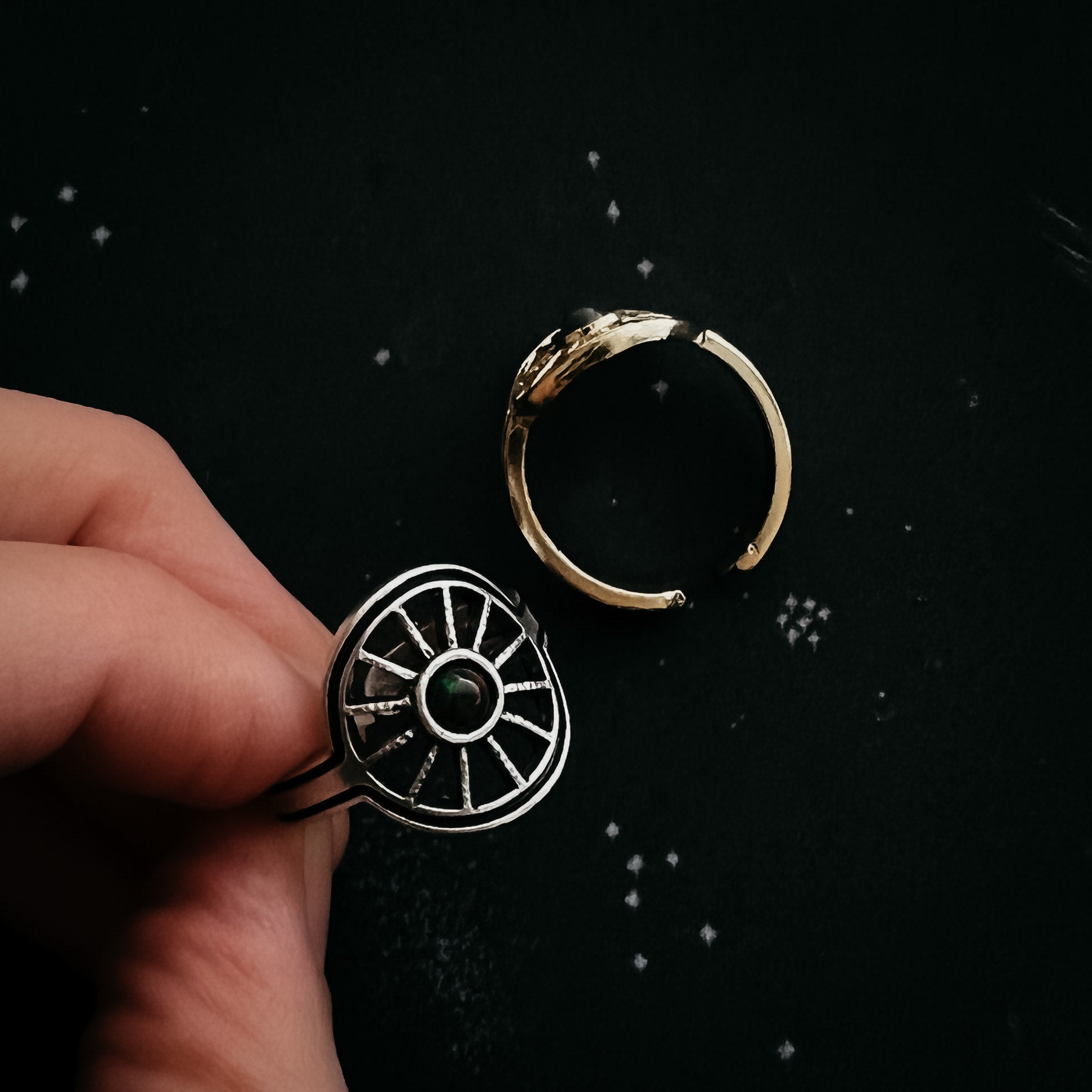 Midnight Sun Ring with Black Opal | Ring | Wiccan Center
