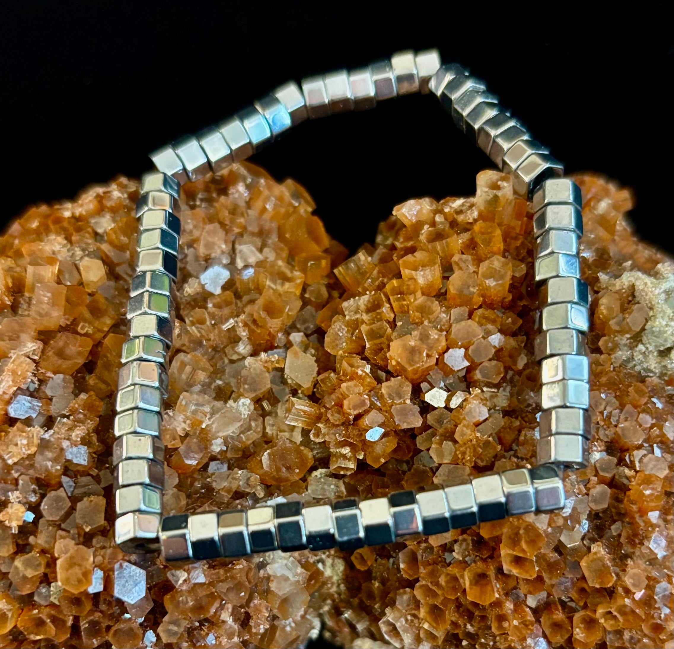 Sleek Silver Cube Beaded Bracelet – Minimalist Style for Any Occasion | | Wiccan Center