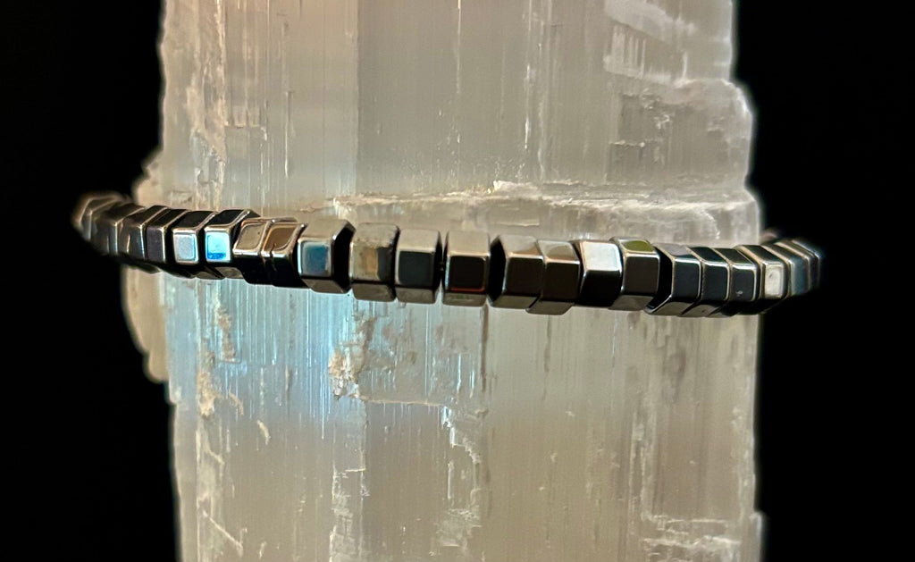 Sleek Silver Cube Beaded Bracelet – Minimalist Style for Any Occasion | | Wiccan Center