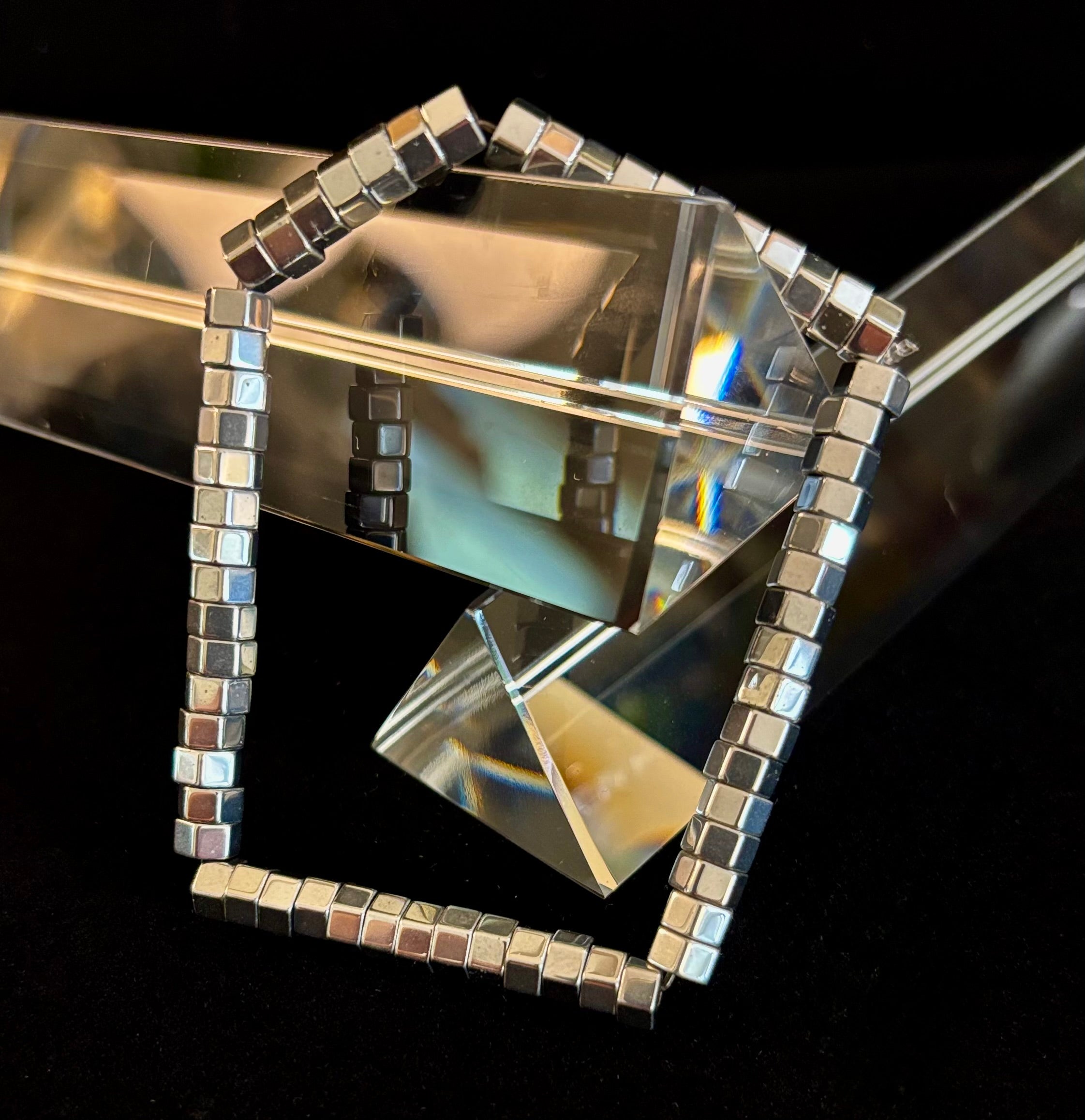 Sleek Silver Cube Beaded Bracelet – Minimalist Style for Any Occasion | | Wiccan Center