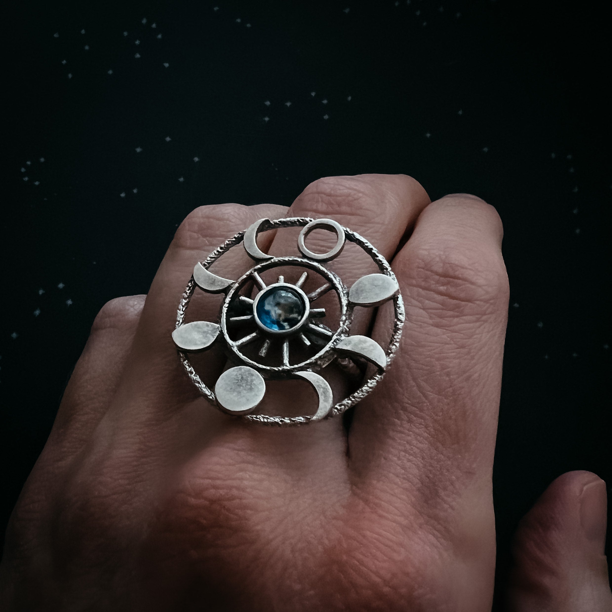 Large Moon Phase Statement Cocktail Ring | Ring | Wiccan Center