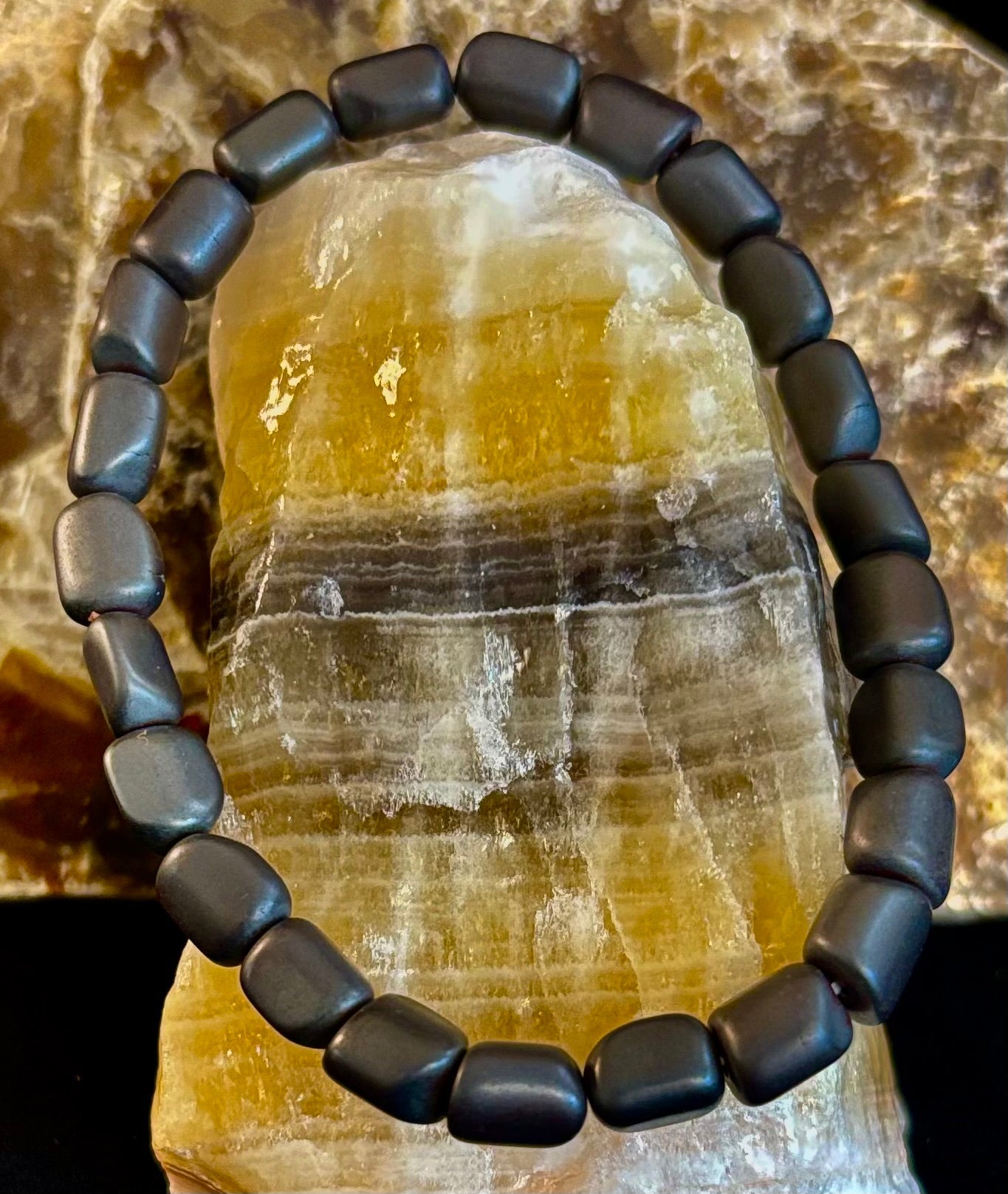 Hematite Bead Bracelet – Gunmetal, Gold & Silver (Medium–Large Wrists) | | Wiccan Center
