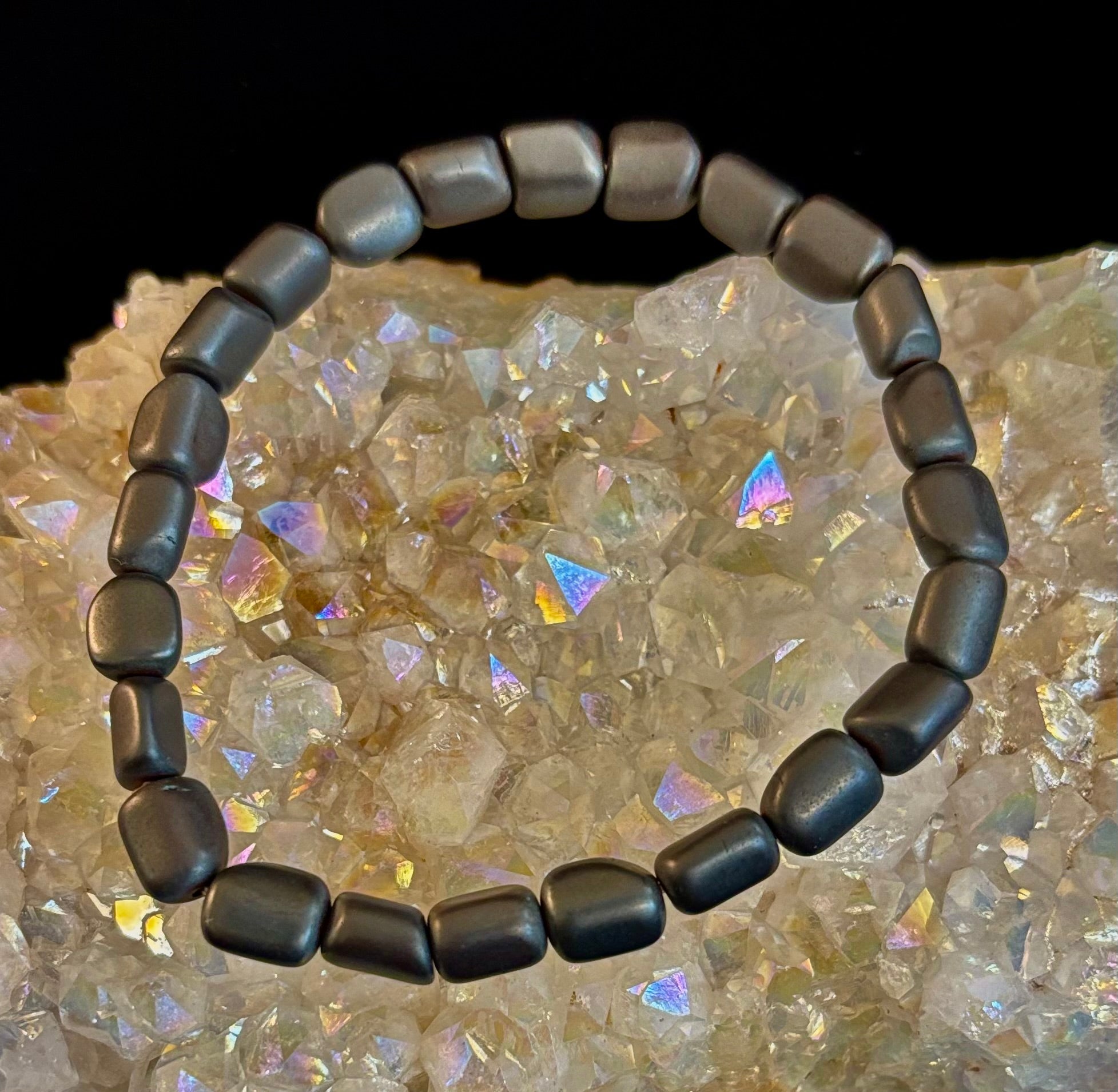 Hematite Bead Bracelet – Gunmetal, Gold & Silver (Medium–Large Wrists) | | Wiccan Center