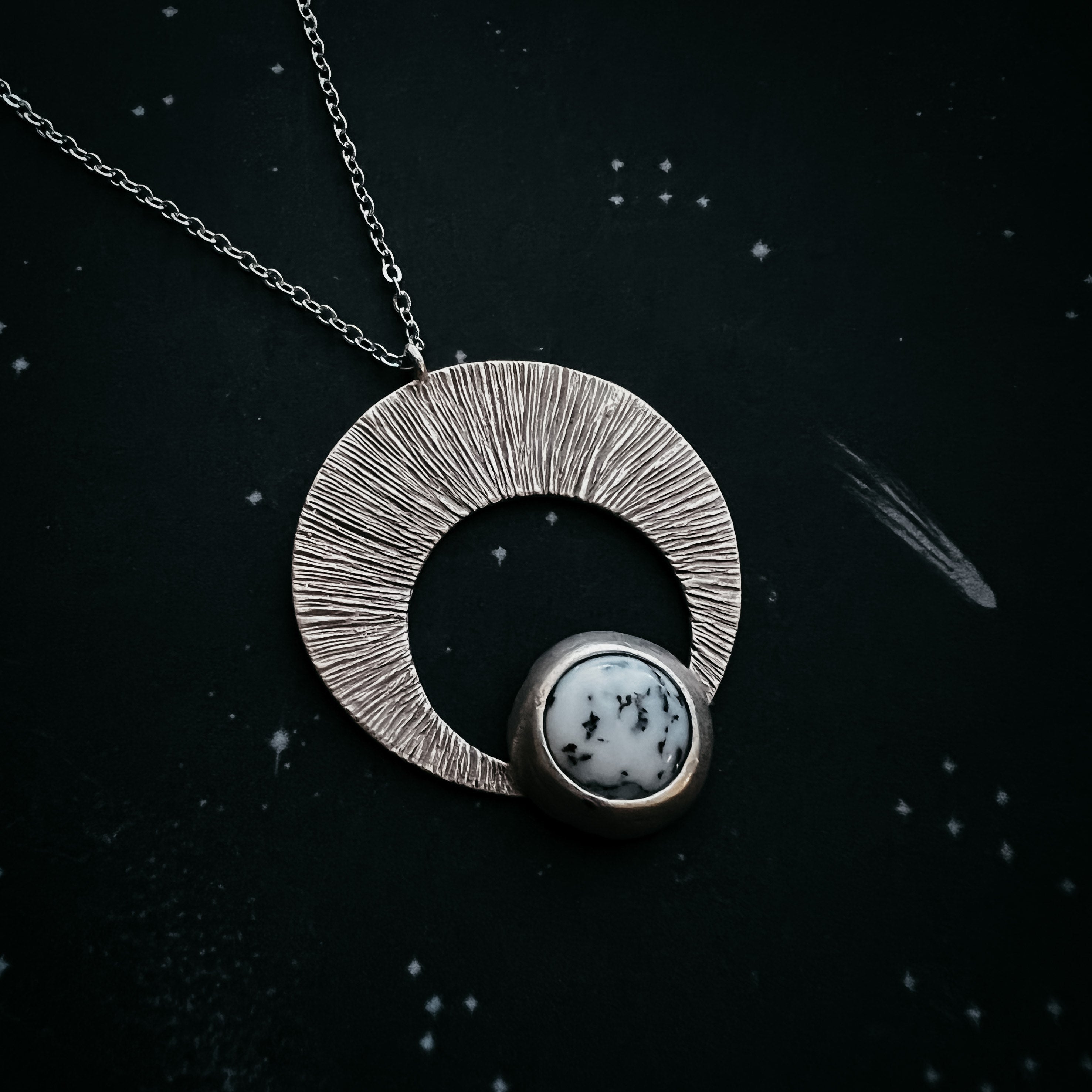 CLEARANCE Crescent Moon Pendant with Dendritic Agate | Necklace | Wiccan Center