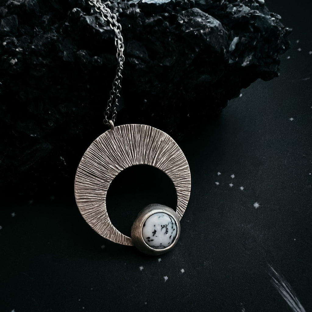 CLEARANCE Crescent Moon Pendant with Dendritic Agate | Necklace | Wiccan Center