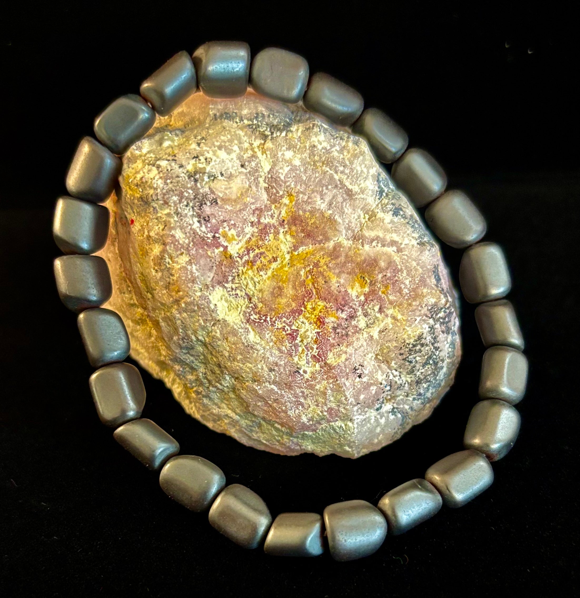Hematite Bead Bracelet – Gunmetal, Gold & Silver (Medium–Large Wrists) | | Wiccan Center