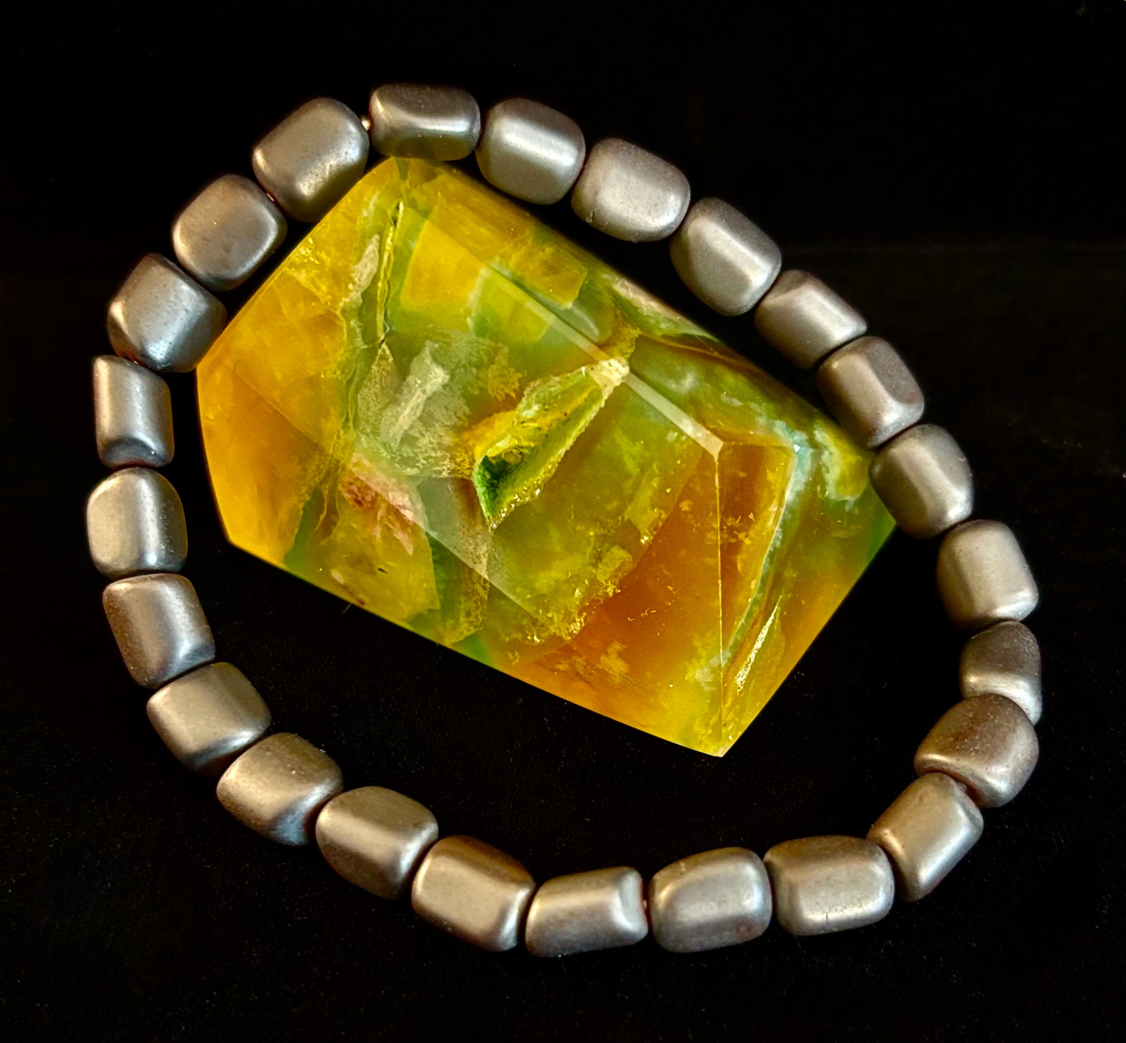 Hematite Bead Bracelet – Gunmetal, Gold & Silver (Medium–Large Wrists) | | Wiccan Center